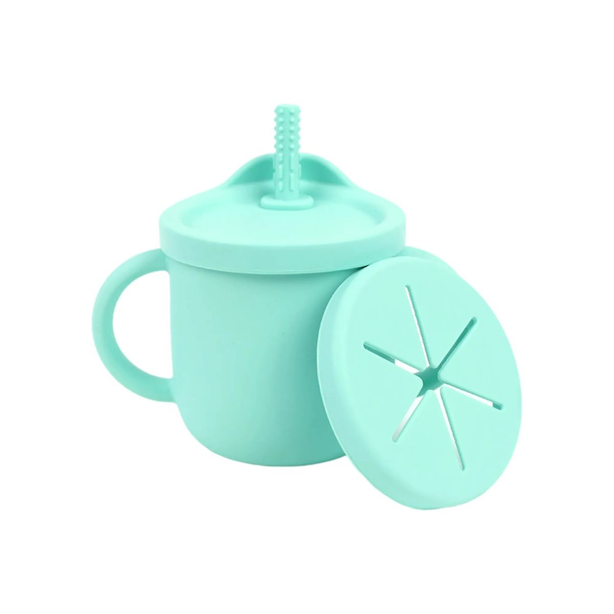Silicone Toddler Cup with Straw Stopper and Dual Lids 11