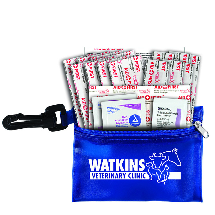 "MEDI" 19 Piece First Aid Kit in Translucent Zipper Kit with Plastic Carabiner Attachment 15