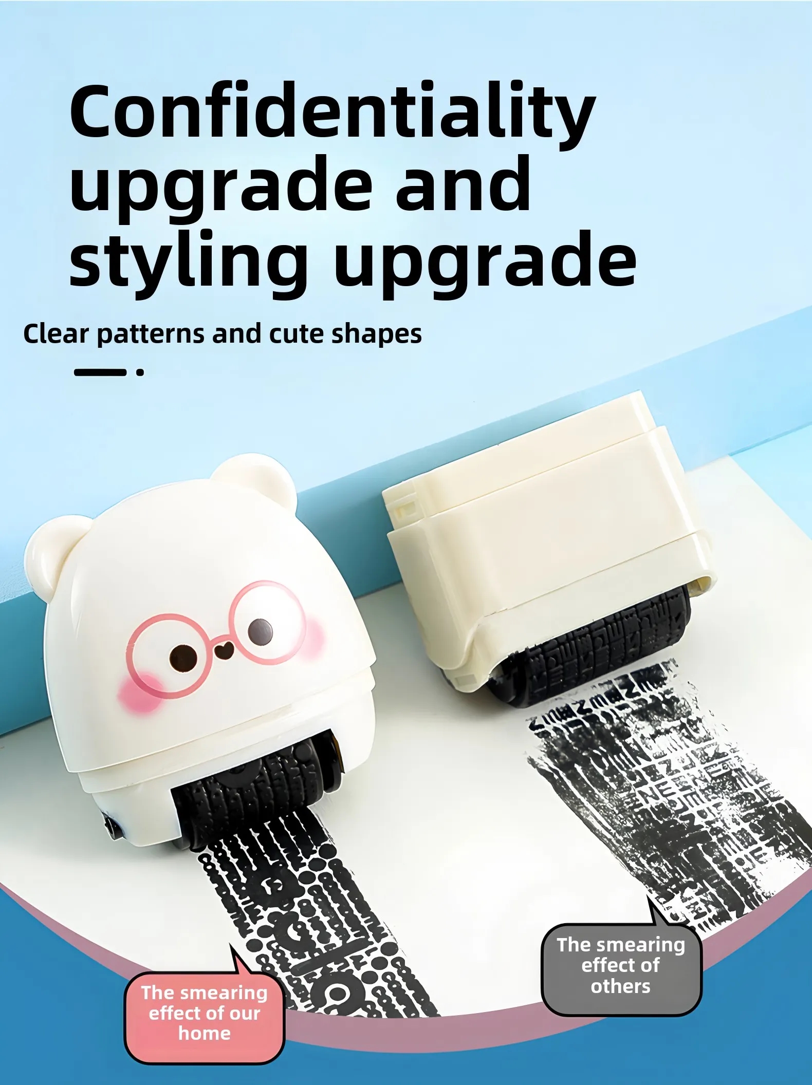 Custom Security Stamp Roller 2 in 1 with Mini Cutter for ID Protection Office Use 2