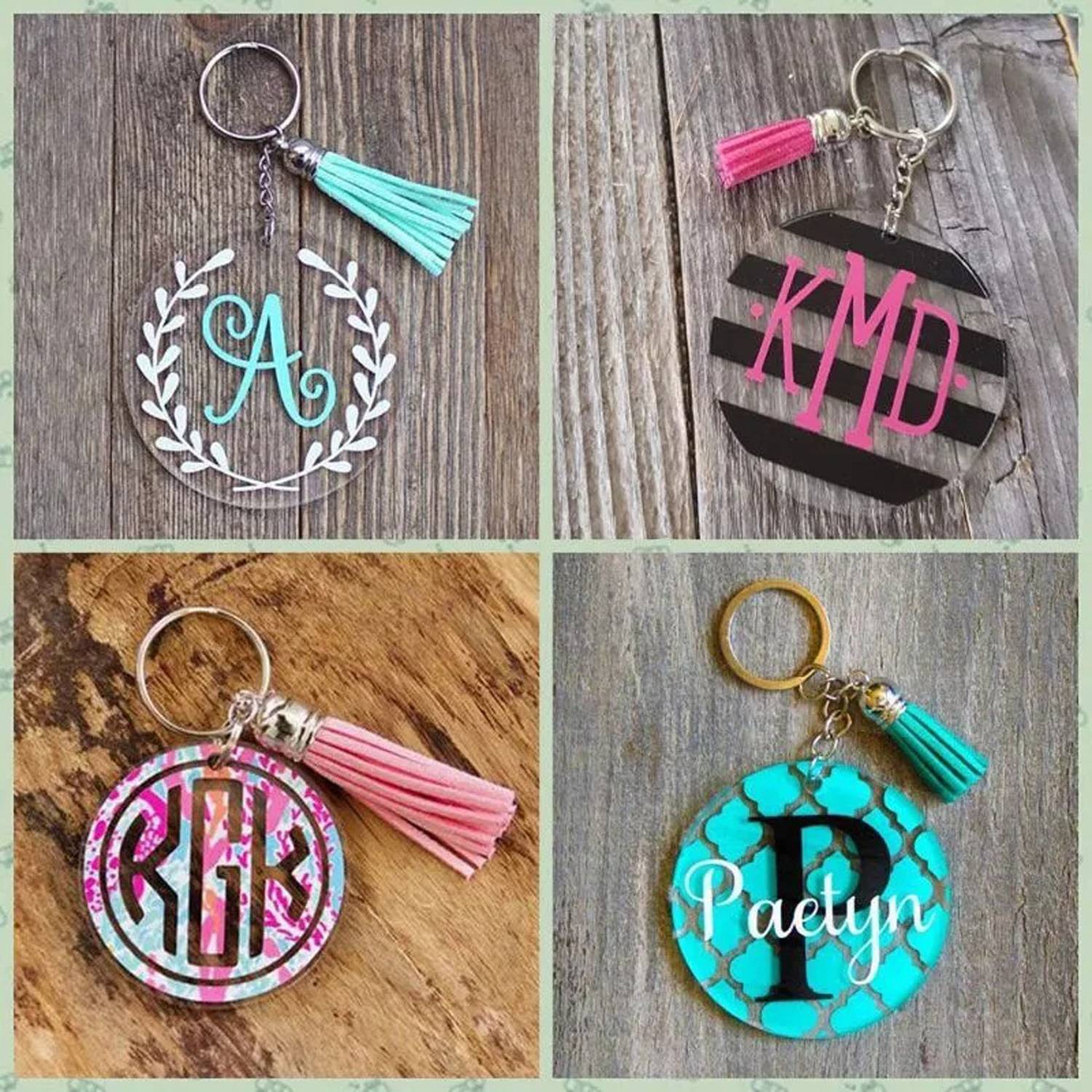 30Pcs Acrylic Tassel Keychain 2