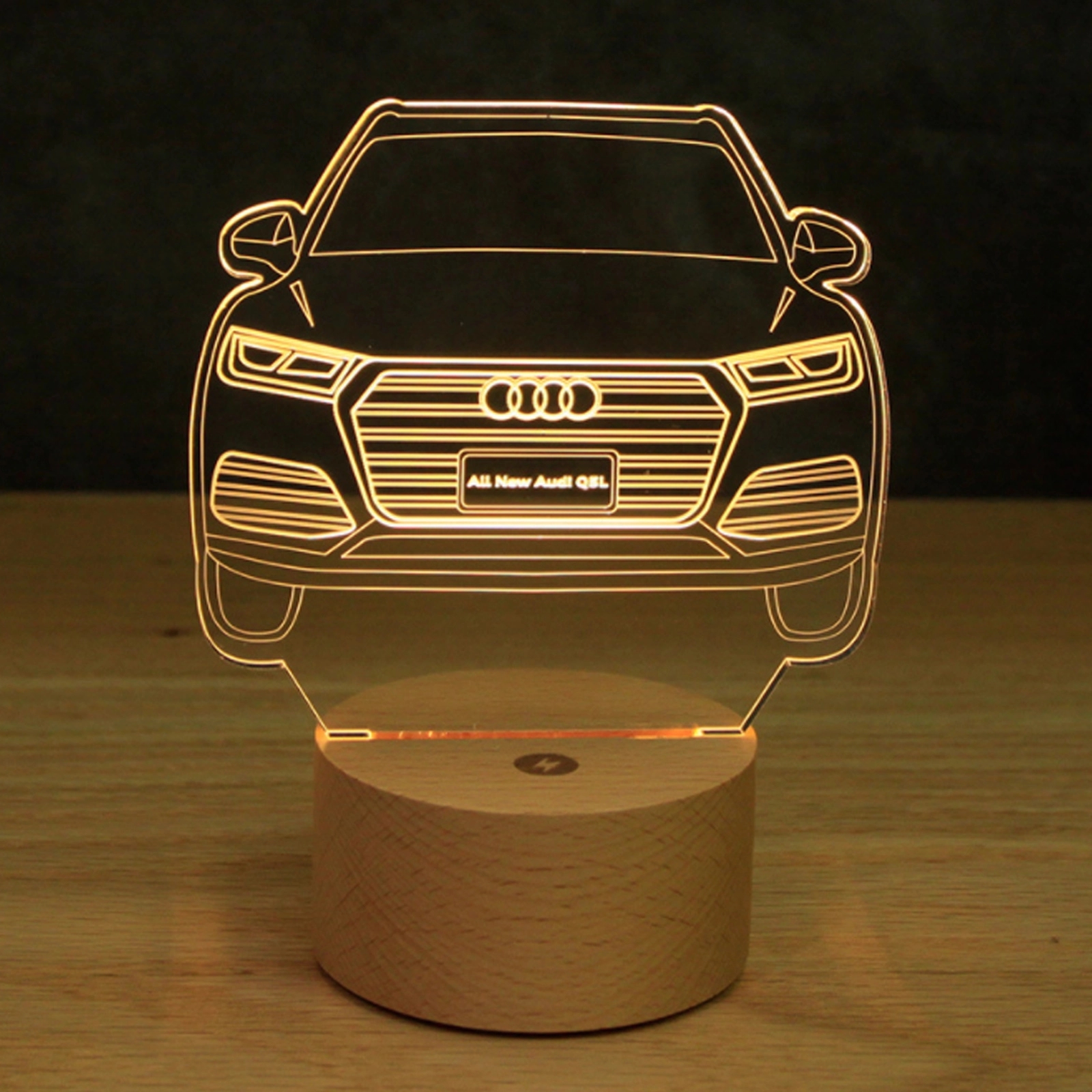 Custom Made To Order 3D LED Lamp With Wood Base 7