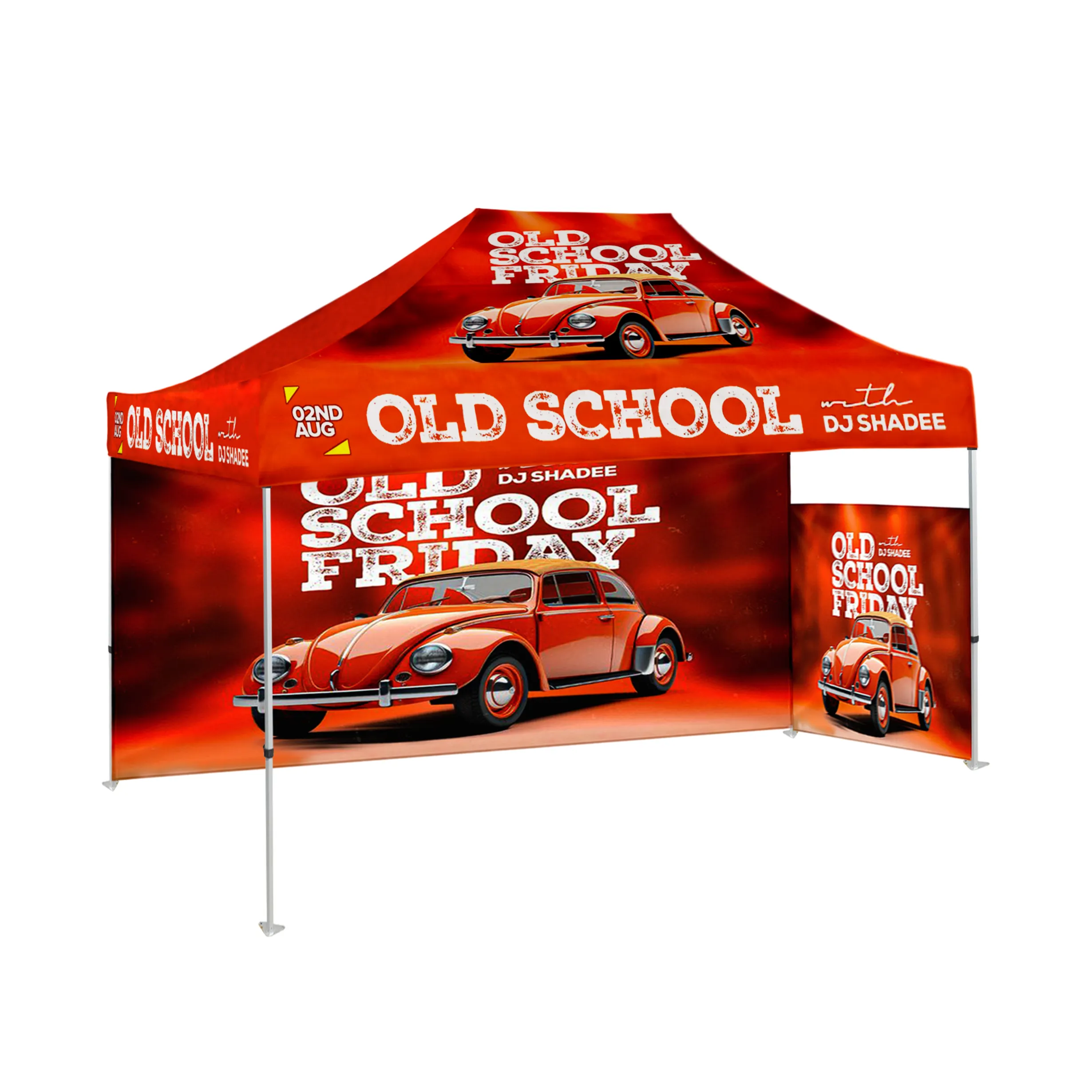 10'x15' Tent Canopy w frame, 1 long full + 1 side half wall 3