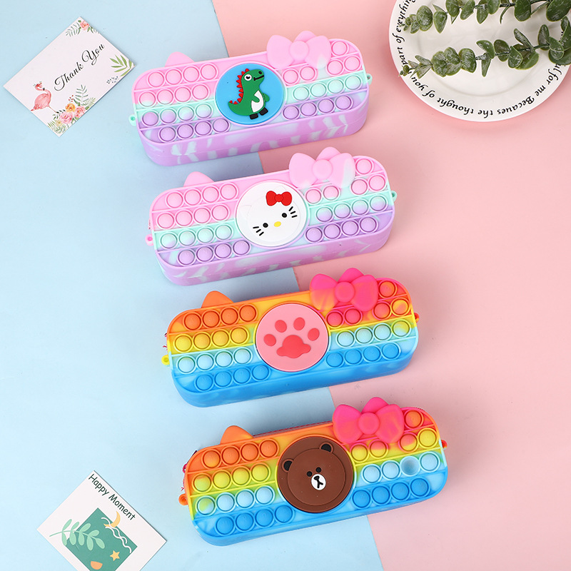 Silicone Popper Fidget Pencil Case for Girls 4