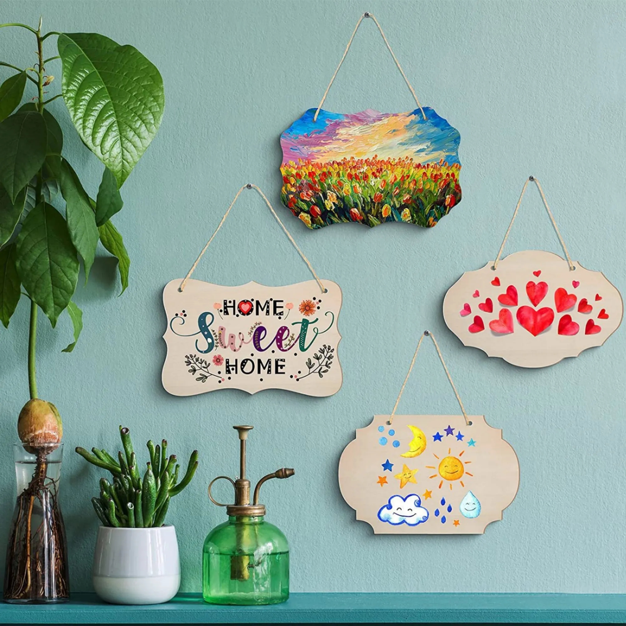 Wooden Hanging Door Sign DIY Painting Plaque Decoration 3