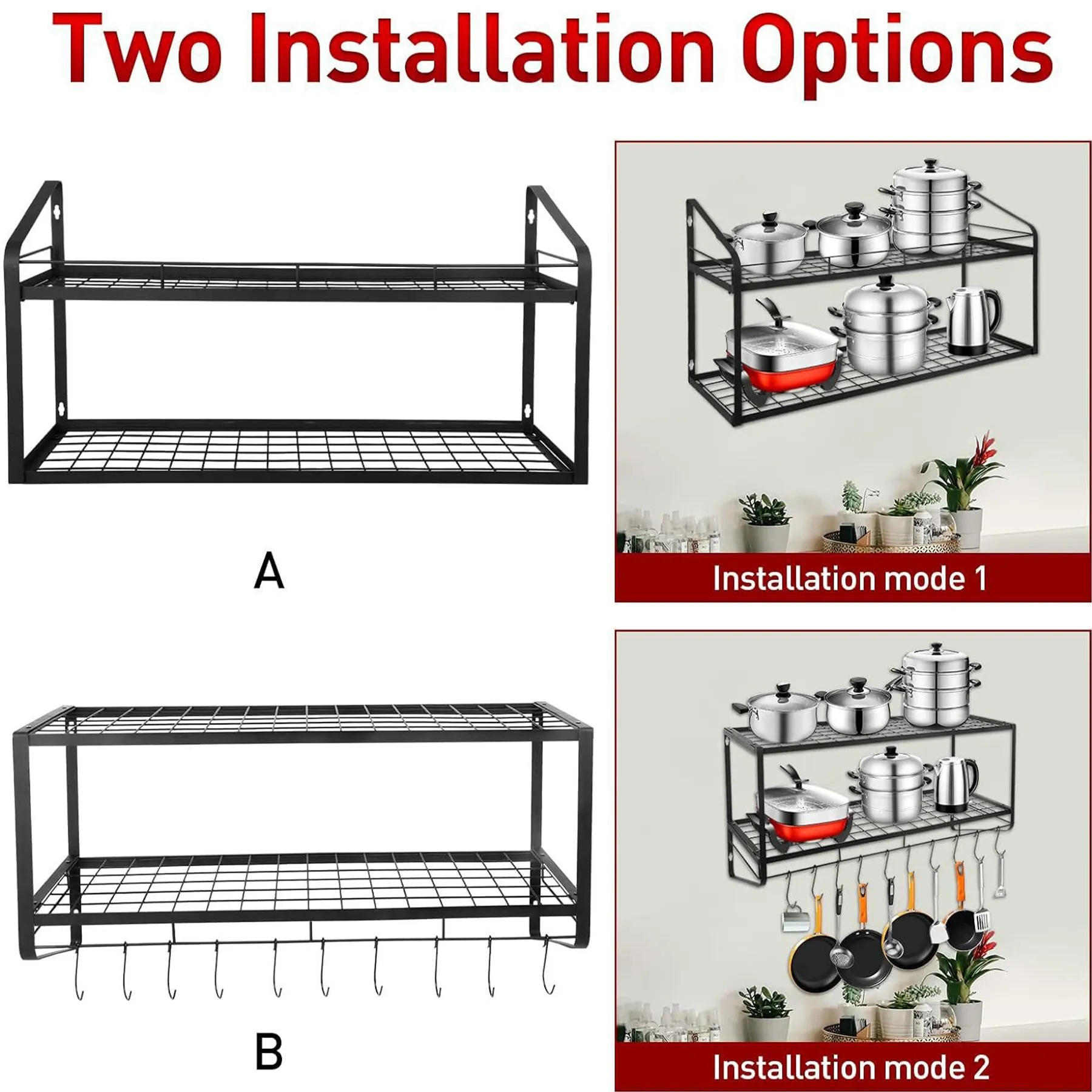 Metal Kitchen Layered Storage Pot Rack 4