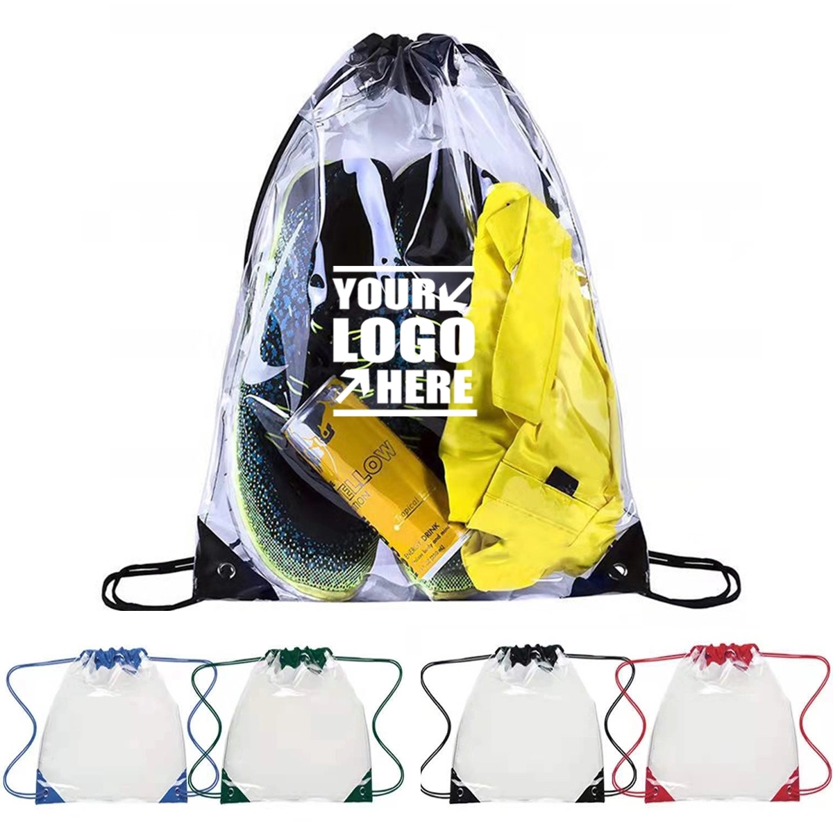 Clear Large PVC Drawstring Backpack Bag for Sport 2
