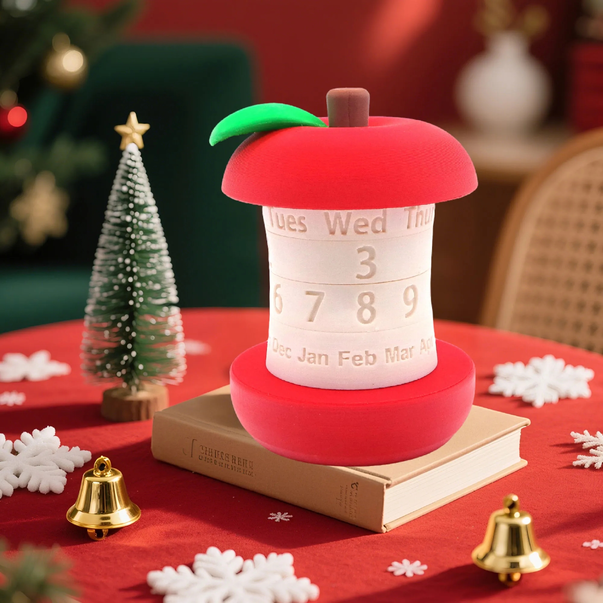 Creative Rotating Apple Perpetual Calendar Desk Decor Gift 4