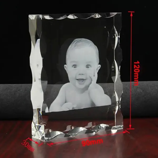 Engraved Photo Frame Crystal Block 6