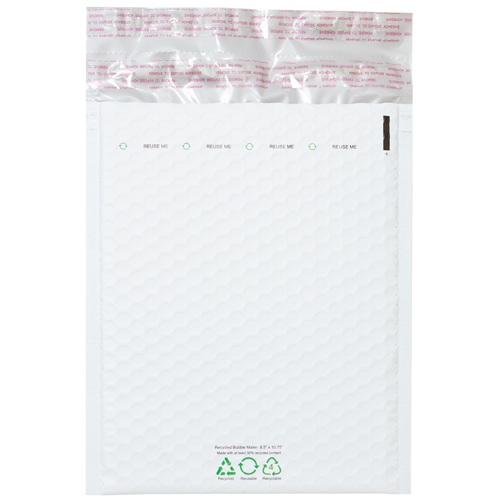 White Bubble Mailer - 100% Recyclable, 30% Recycled Material 2