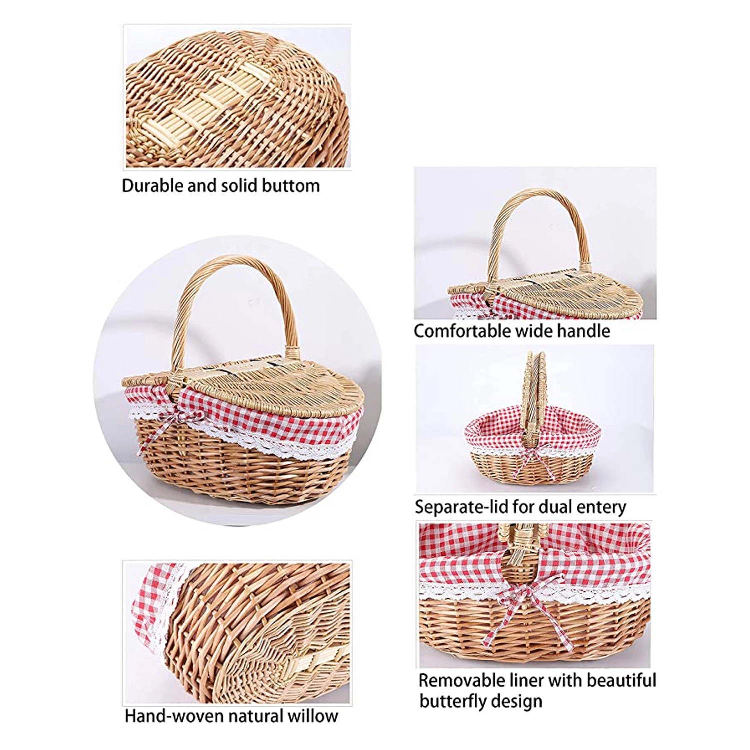 Natural Willow Woven Picnic Basket 3