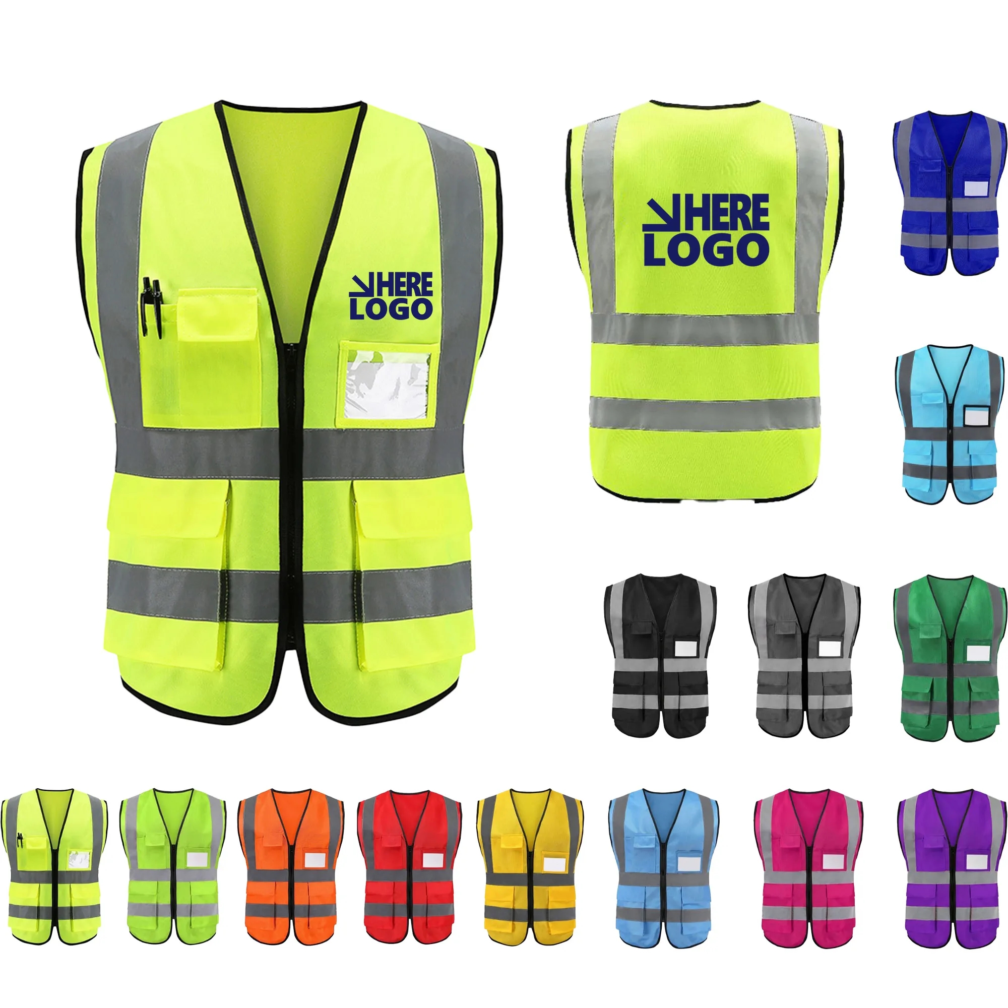 Multi-Pocket Safety Vest with Reflective Stripes 8