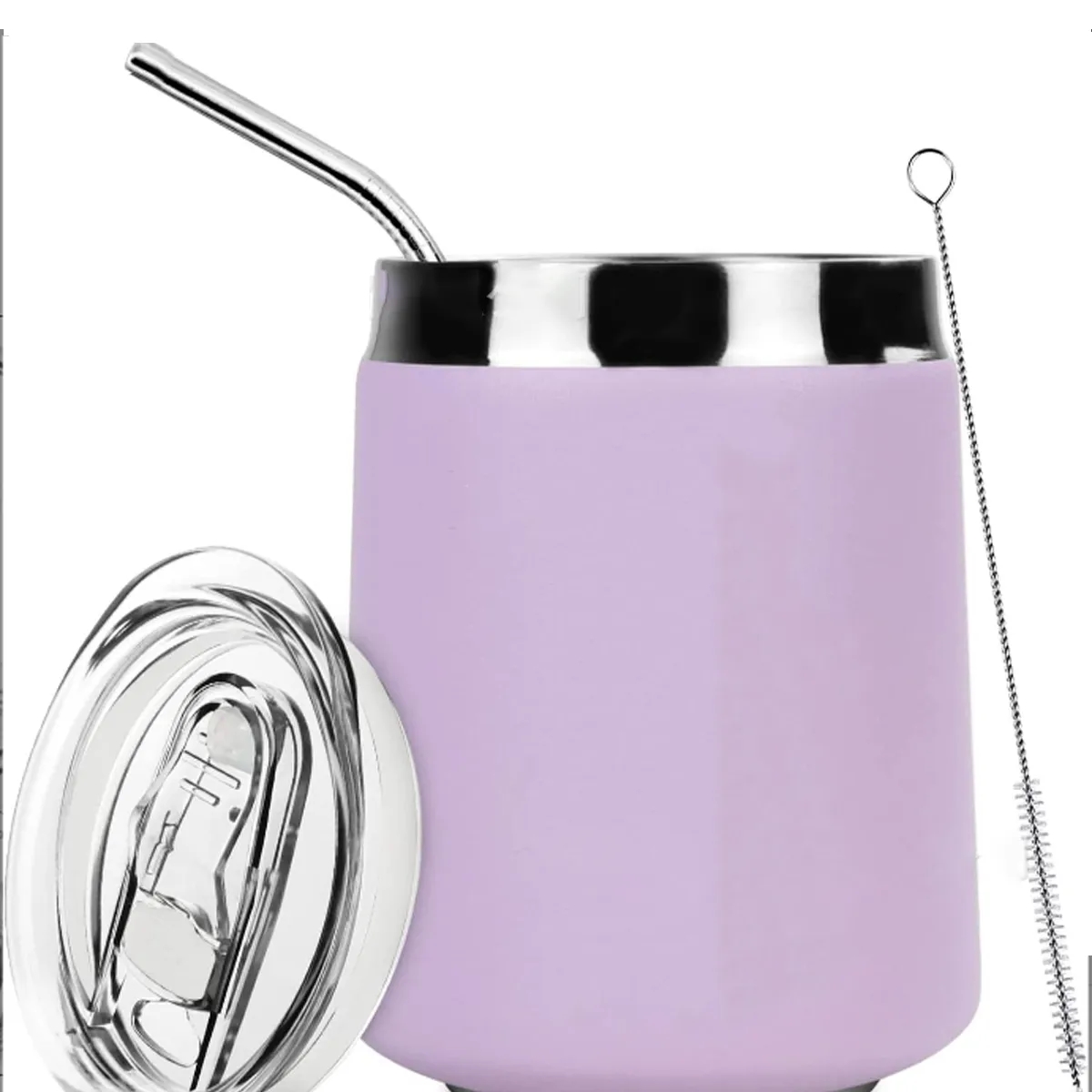 12Oz Double Wall Vacuum Eggshell Wine Tumbler Cup Set 4