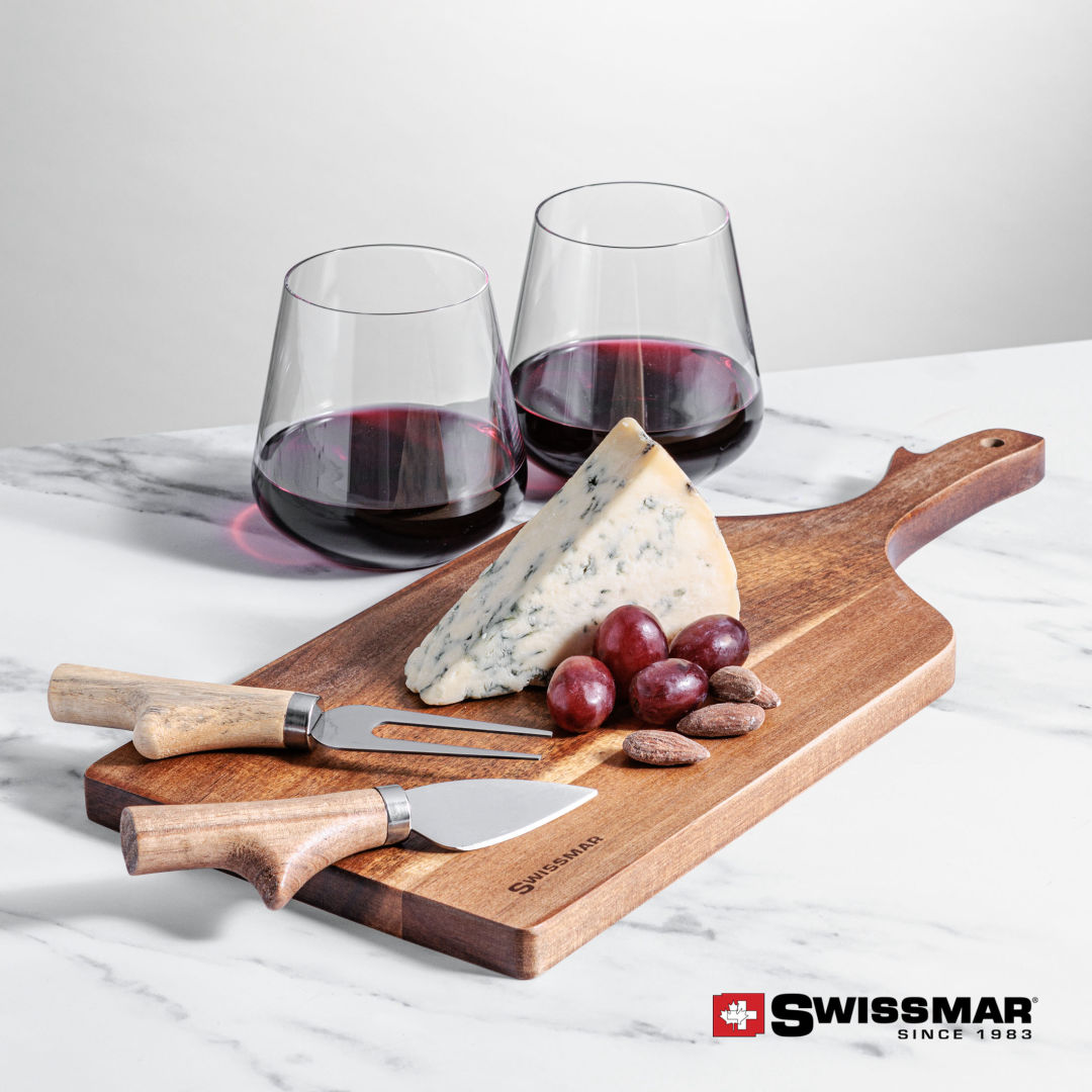 Swissmar® Paddle Board & 2 Cannes Stemless Wine 6