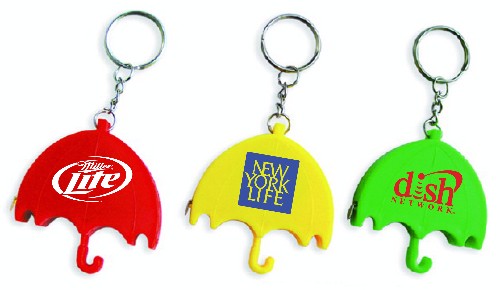 Umbrella shape tape measure with key chain