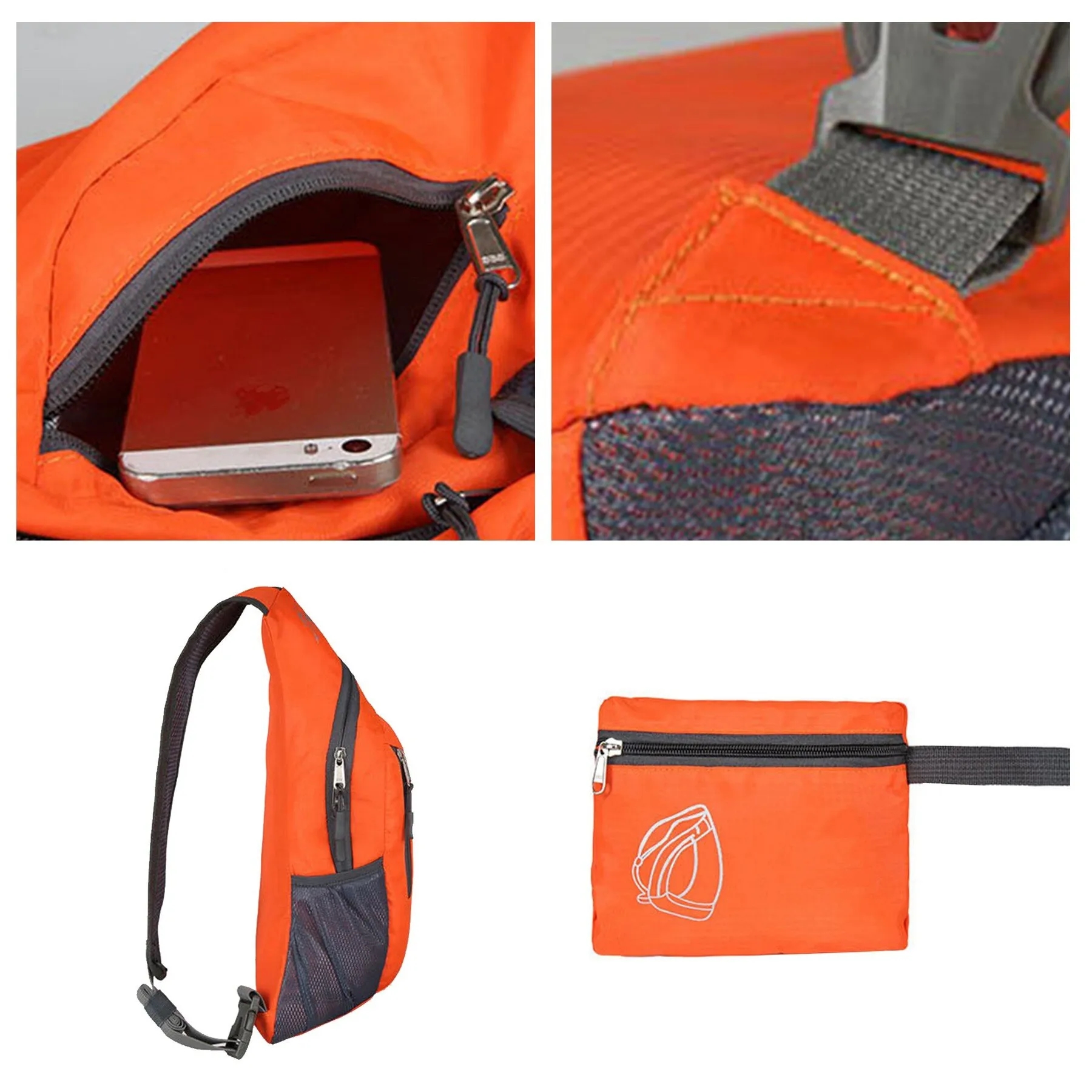 Foldable Hiking Crossbody Sling Backpack 5