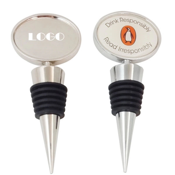Oval Zinc Alloy Bottle Stopper with Epoxy Dome 8