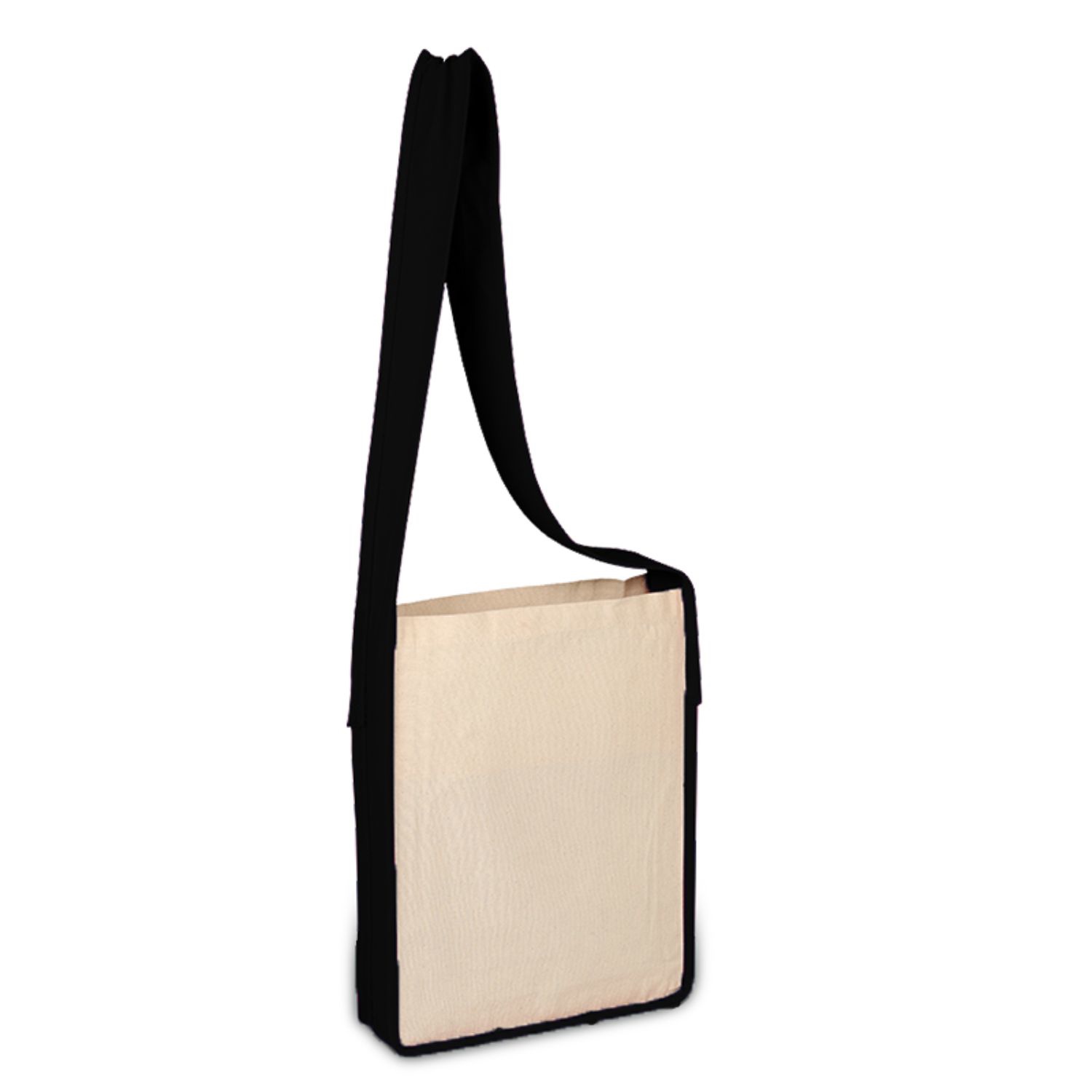 100% Cotton Canvas Sling Bag With Color Handles USA Decorated (12" x 15")