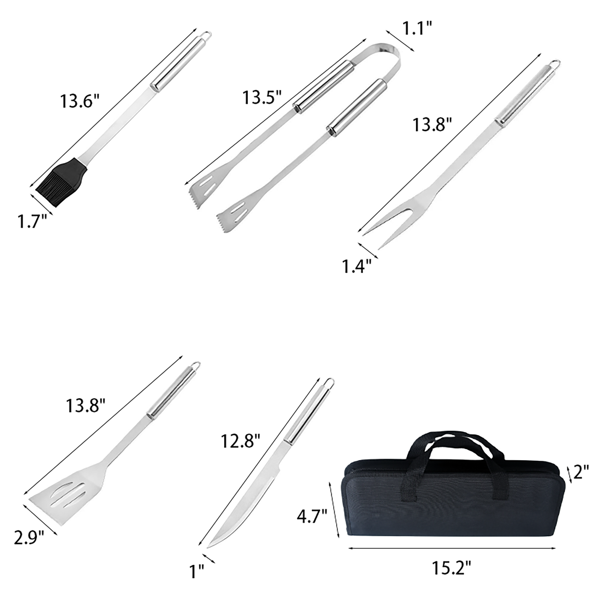 9-Piece Stainless Steel BBQ Tool Set with Case 3