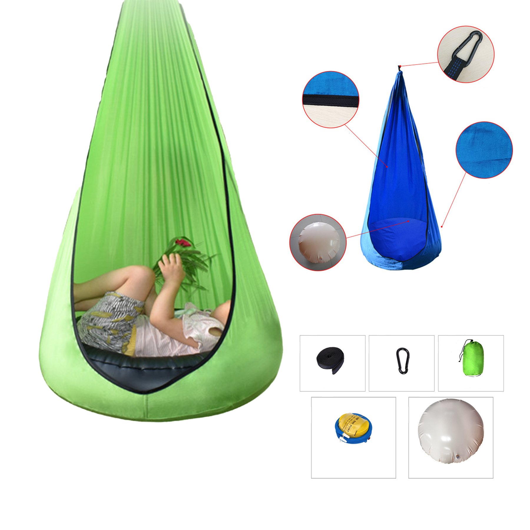 Kids Child Hanging Pod Swing Chair Indoor and Outdoor 2