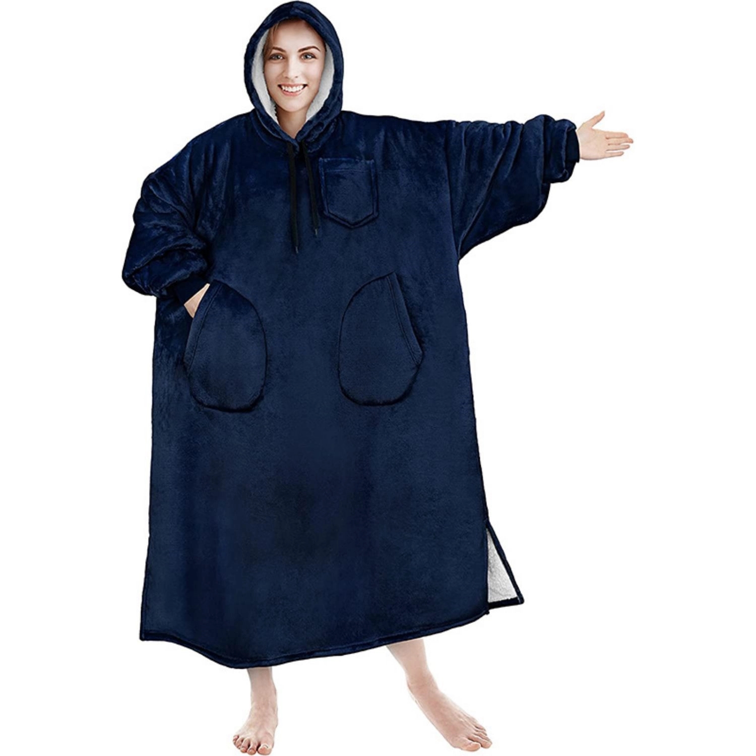 Oversized Microfiber & Sherpa Wearable Blanket 8