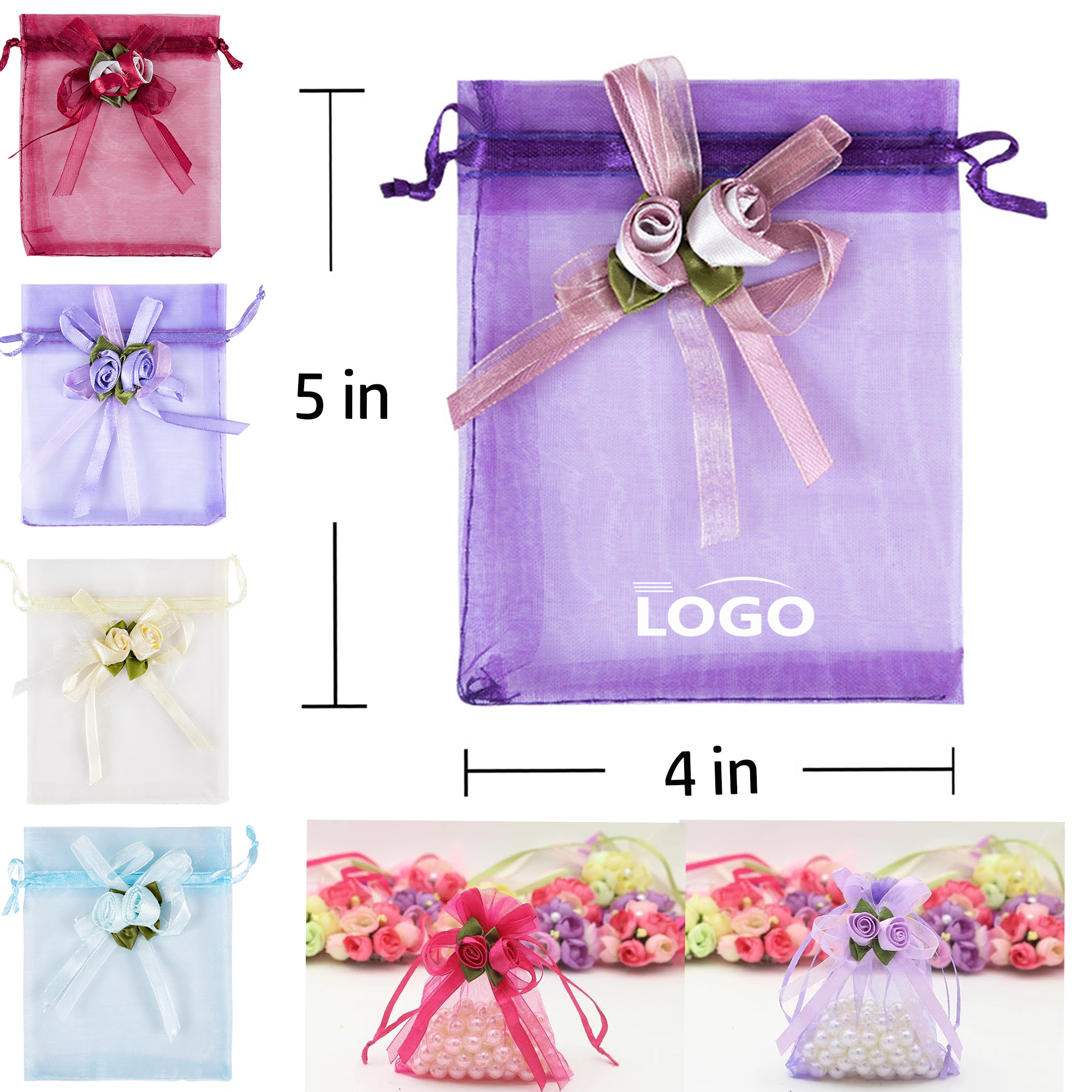 Colorful Sheer Favor Mesh Bags Drawstring 1