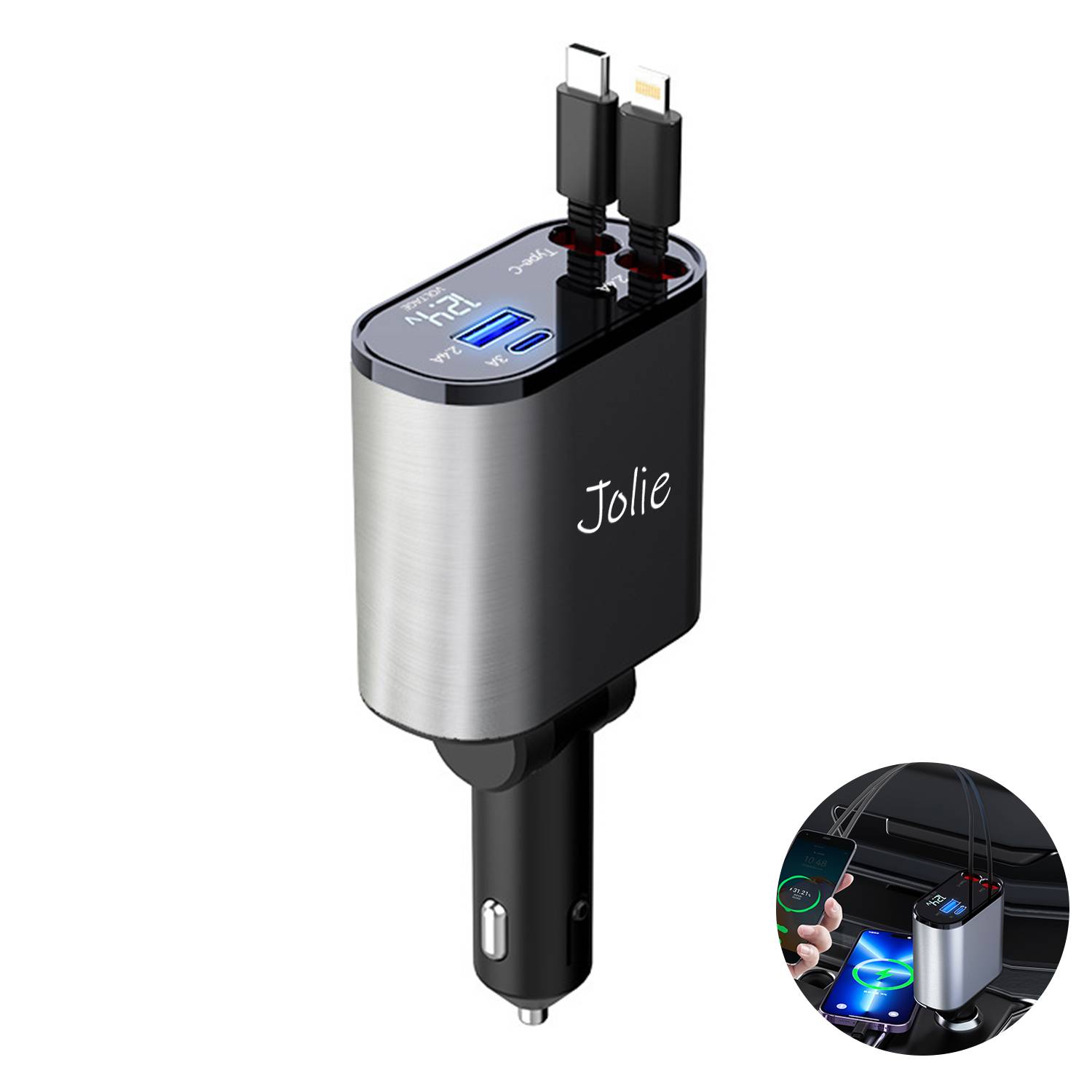 Retractable Car USB Charger 2