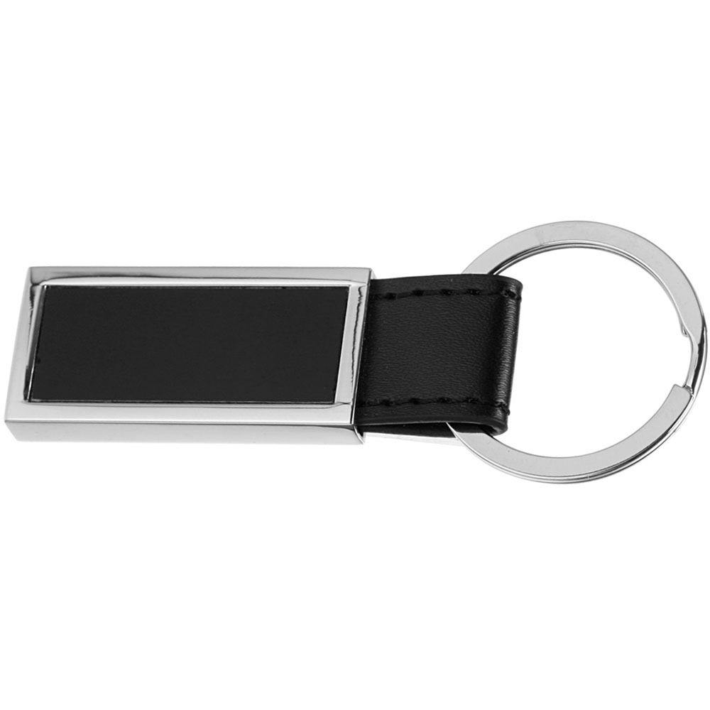 Rectangular Metal & Leather Keychains 1