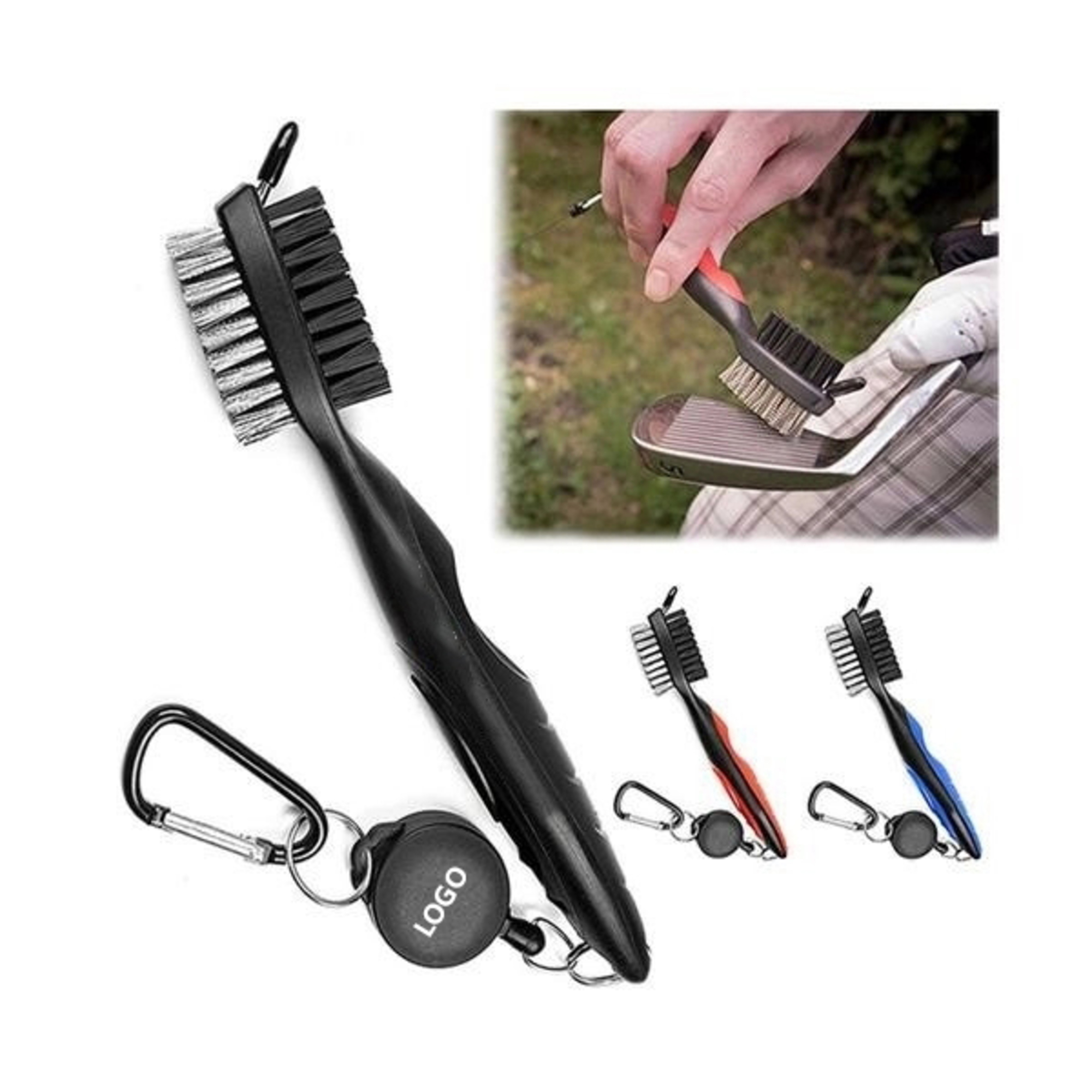 Golf Club Cleaning Brush with Retractable Clip 2