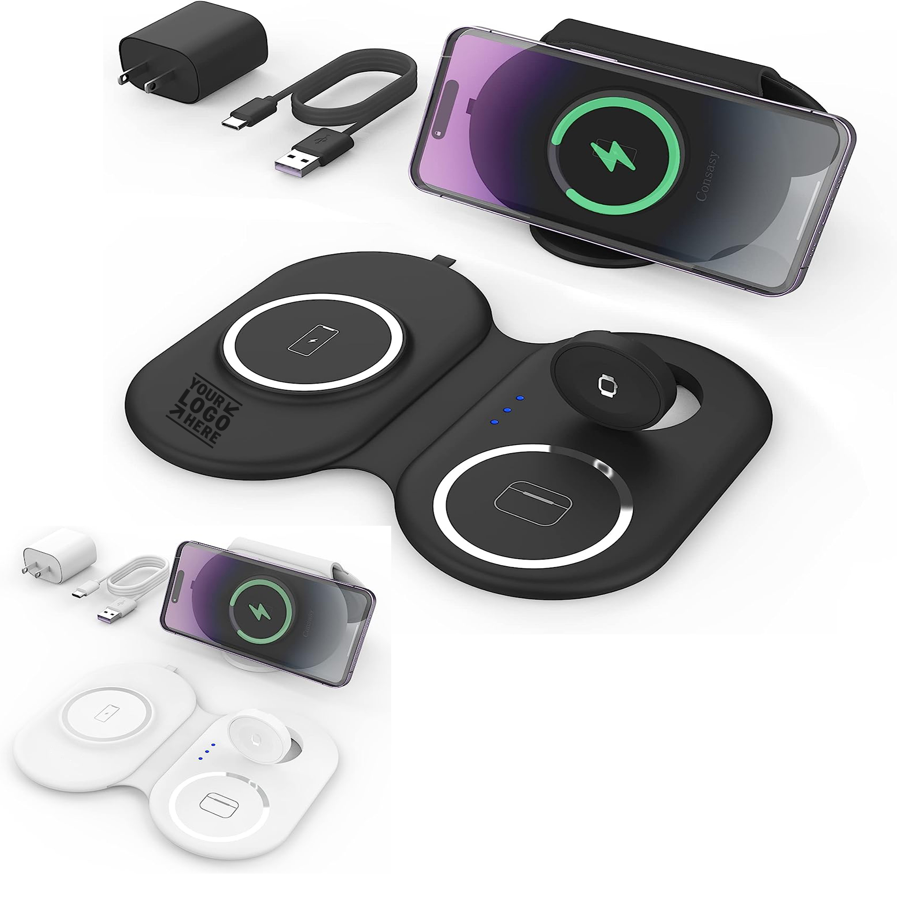 Multiple Devices Foldable Magnetic Wireless Charger 3 in 1 Charging Station 2