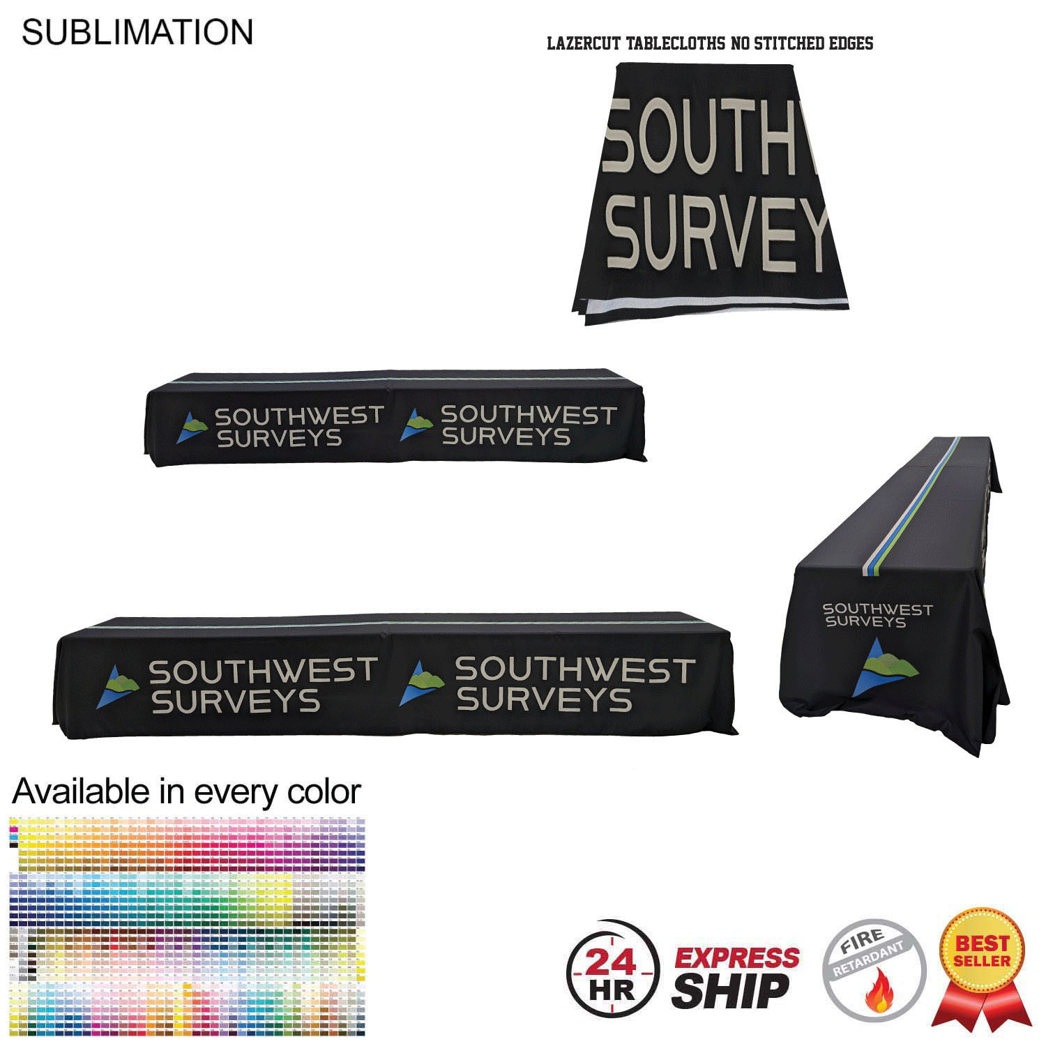 24 Hr Express Ship - 16' LazerCut, 4-Sided Sublimated Tablecloth, (on 2 x 8ft tables combined) 6