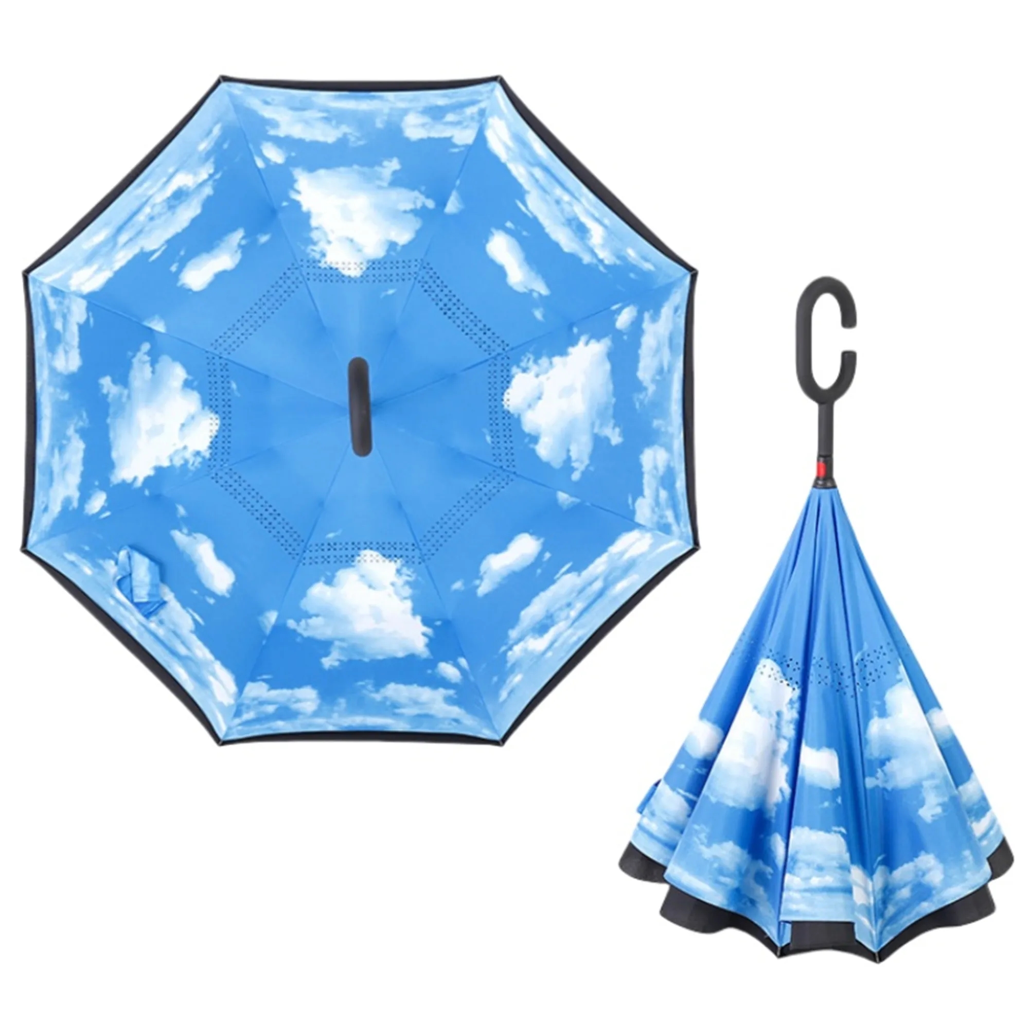 Large Double Canopy Windproof  Reverse Umbrella 9