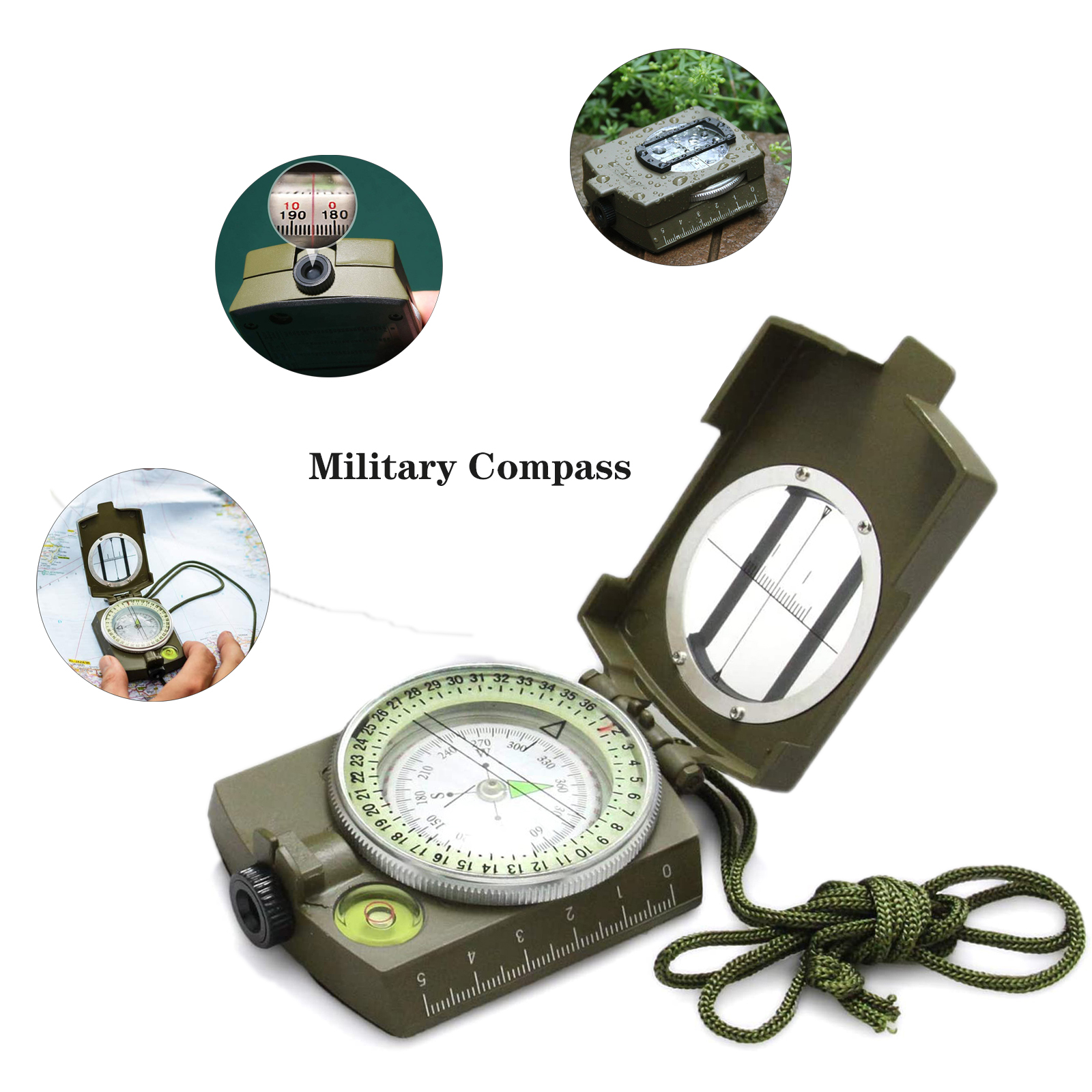 Multifunctional Tactical Survival Military Compass with Lanyard & Pouch 2