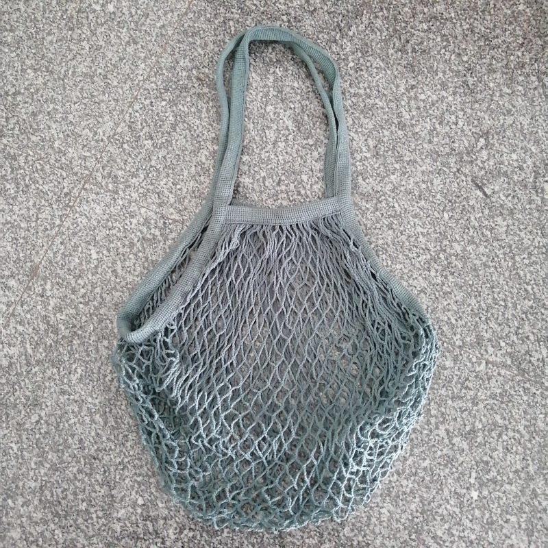 Long Handle Reusable Cotton Mesh Bag for Fruit Vegetables, custom tote bag with logo imprint 7
