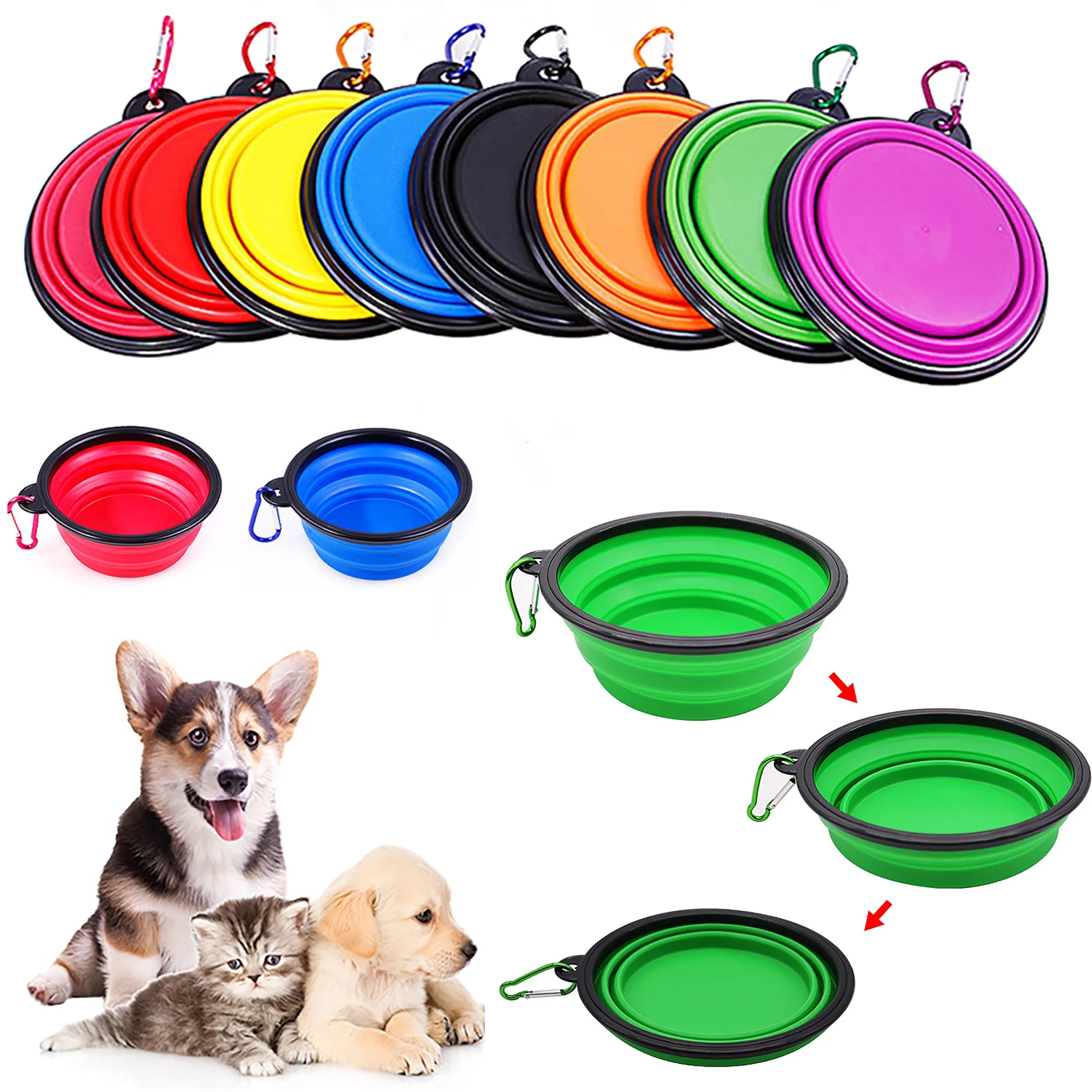MOQ 50pcs Collapsible Silicone Pet Bowl 12