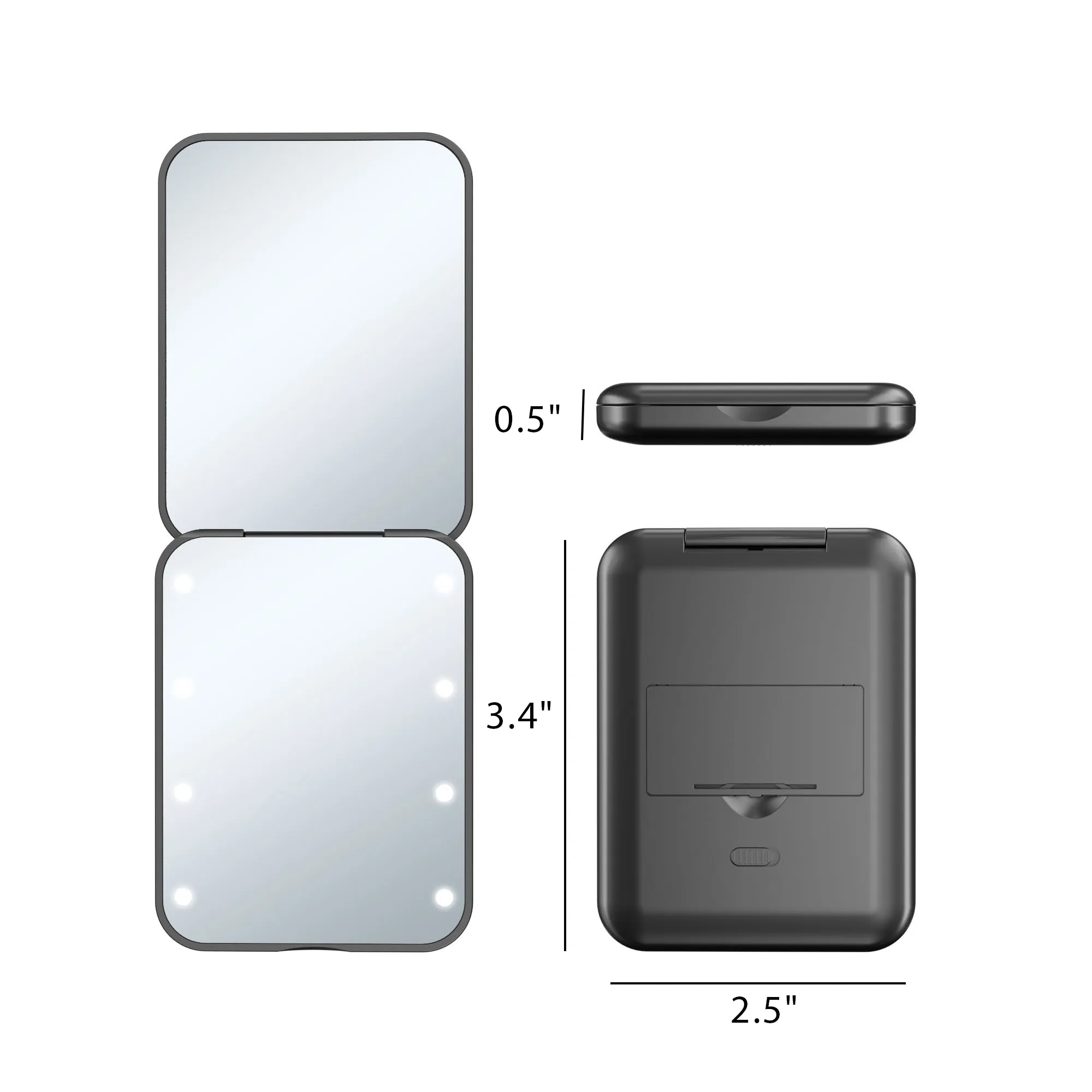 Portable Handheld Folding Makeup Mirror With Led Light 5