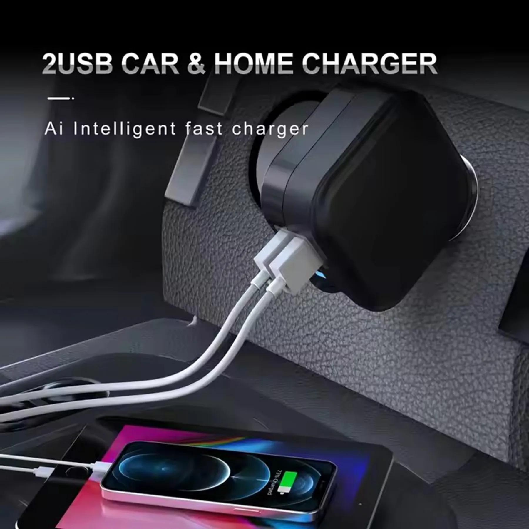 Dual Port USB Wall Car Charger with Folding Plug 2