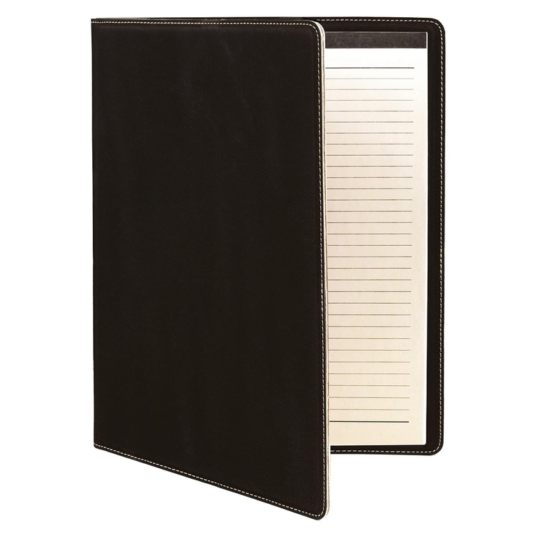 9" x 12" Leatherette Black/Silver Portfolio 3