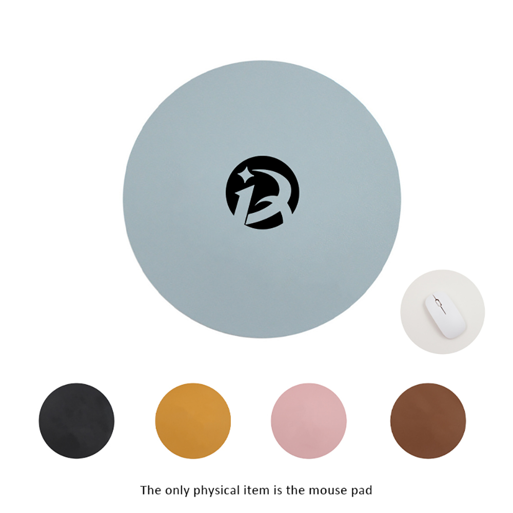 PU Round Rubber Computer Mouse Pad with Stitched Edge 3
