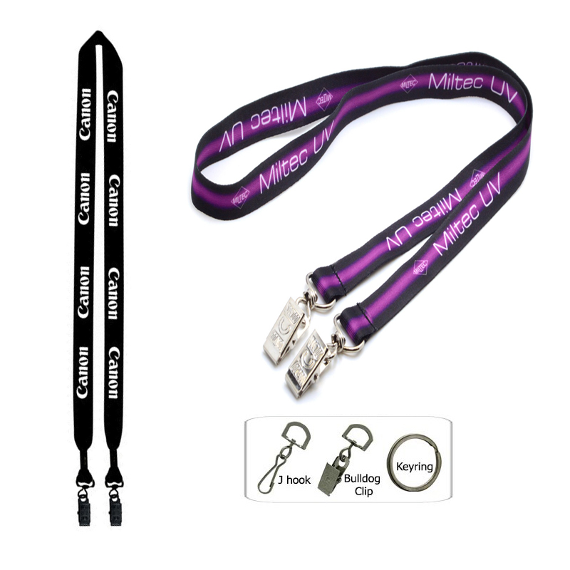 5/8" Polyester Lanyard with Double Bulldog Clip