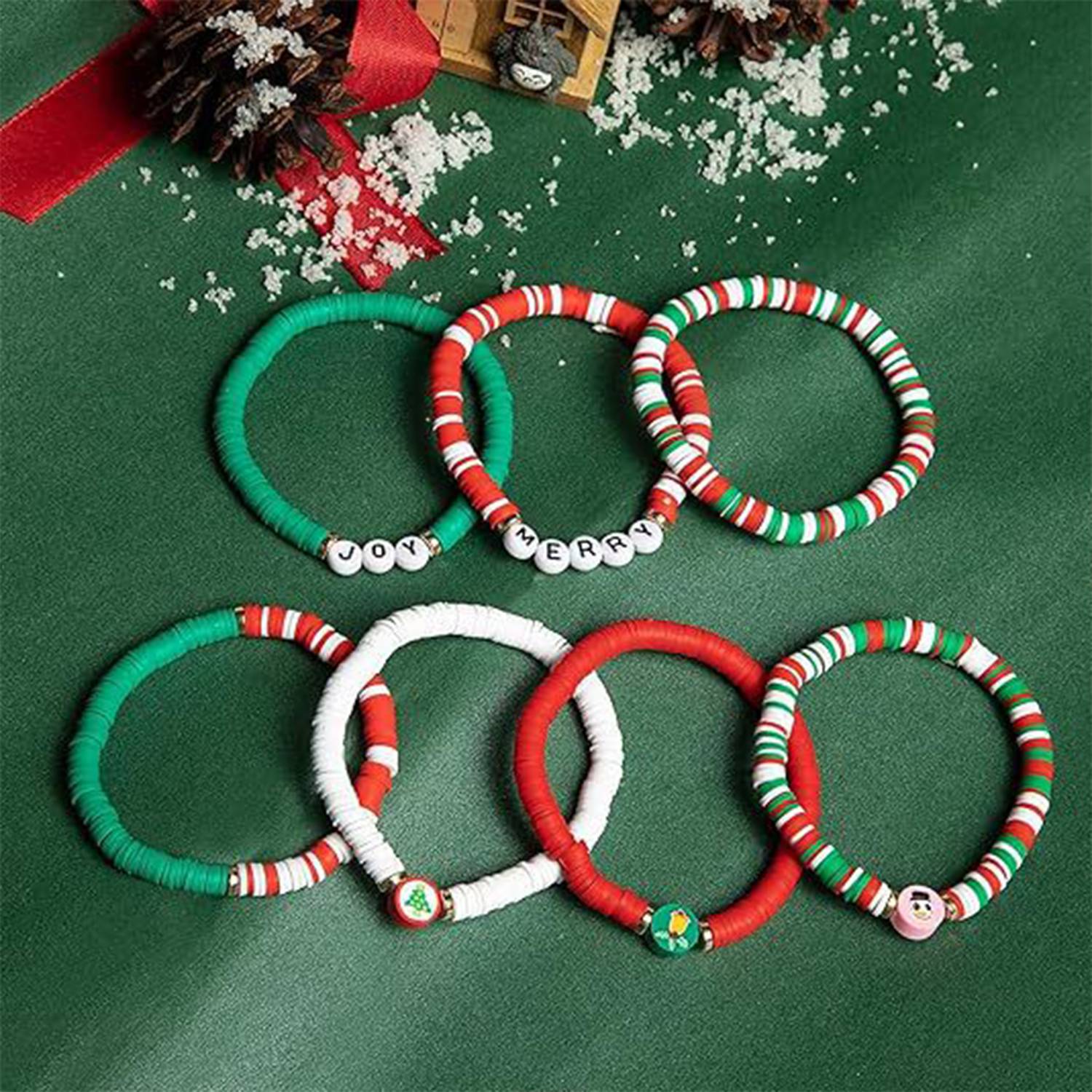 7 Pack Cute Xmas Bracelets for Women Teen Girls 2