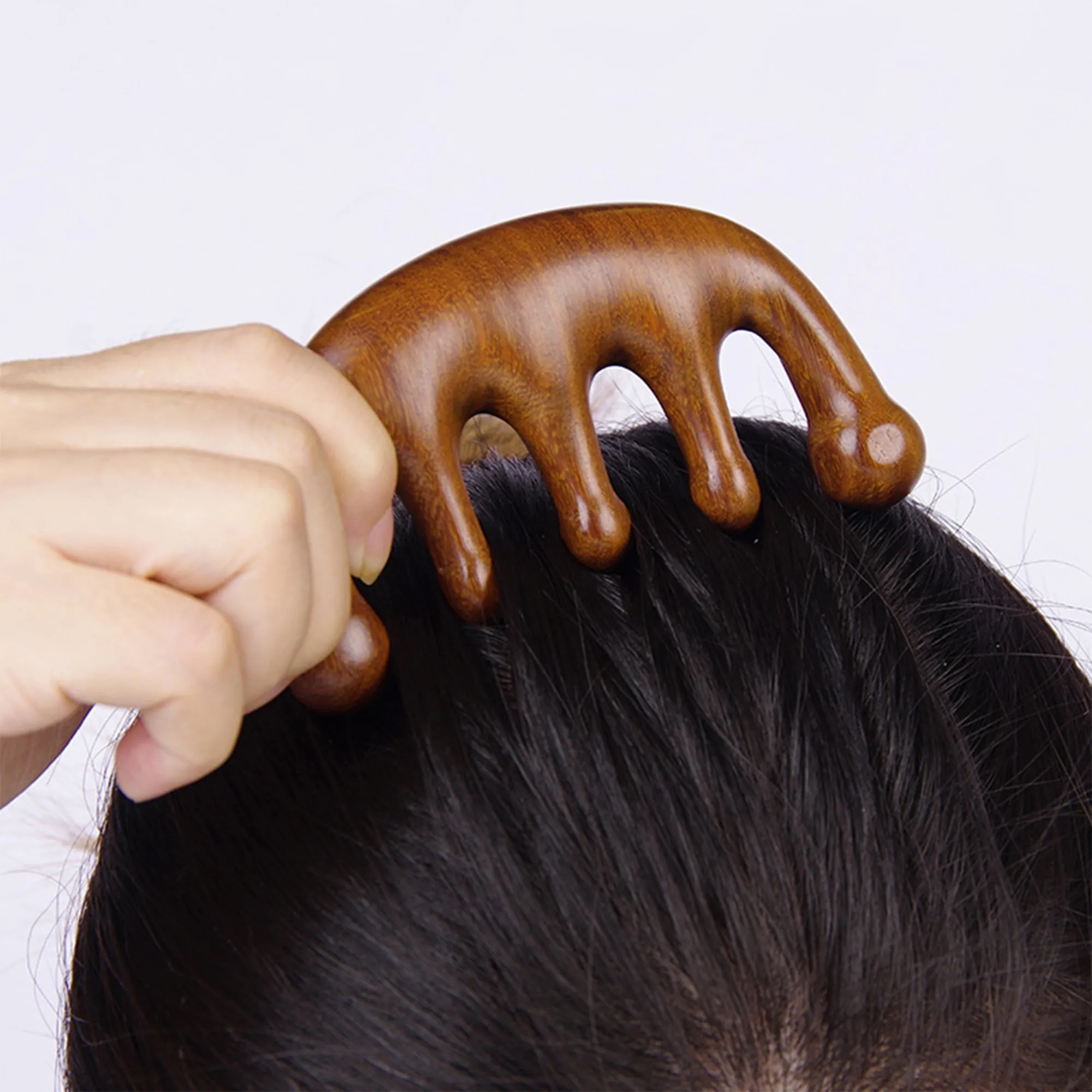 Sheesham Wood Five Prong Scalp Massage Comb 2
