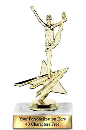 Trophy: 7", 2x3 white marble base, Star Figure Ch 2