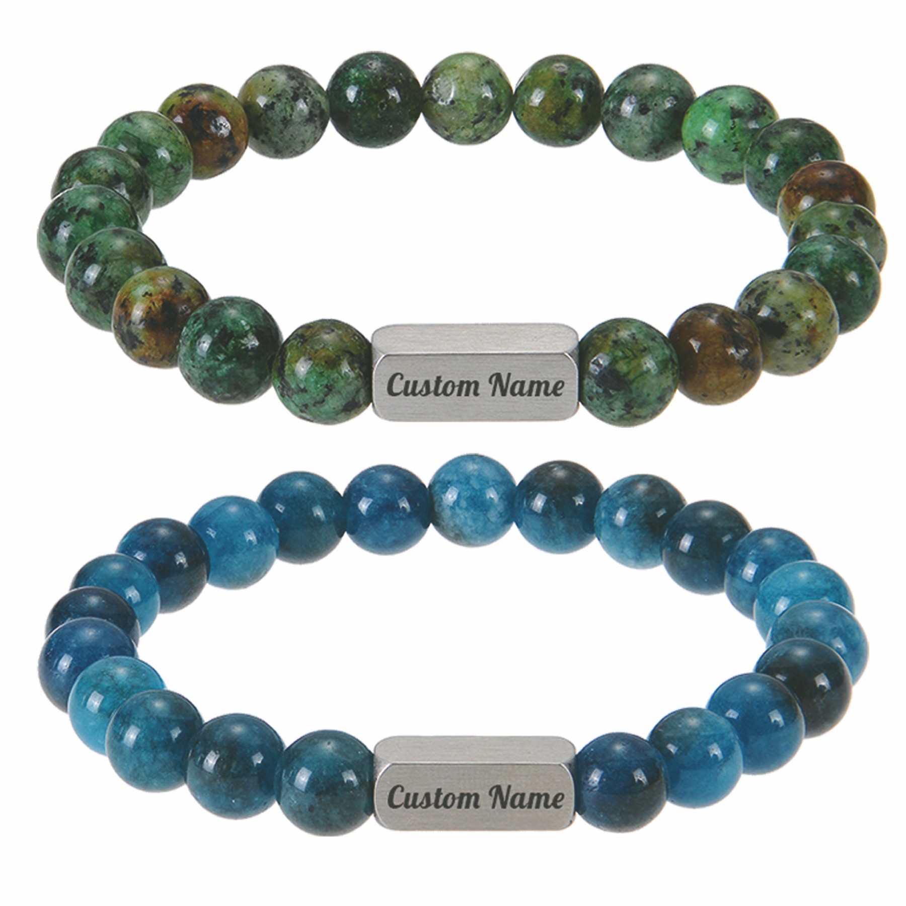 Custom Map Stone & Lava Stone Name Bracelet 2
