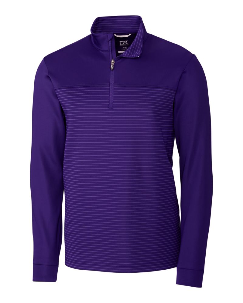Cutter & Buck Traverse Recycled Smooth Stretch Mens Stripe Quarter Zip Pullover 20