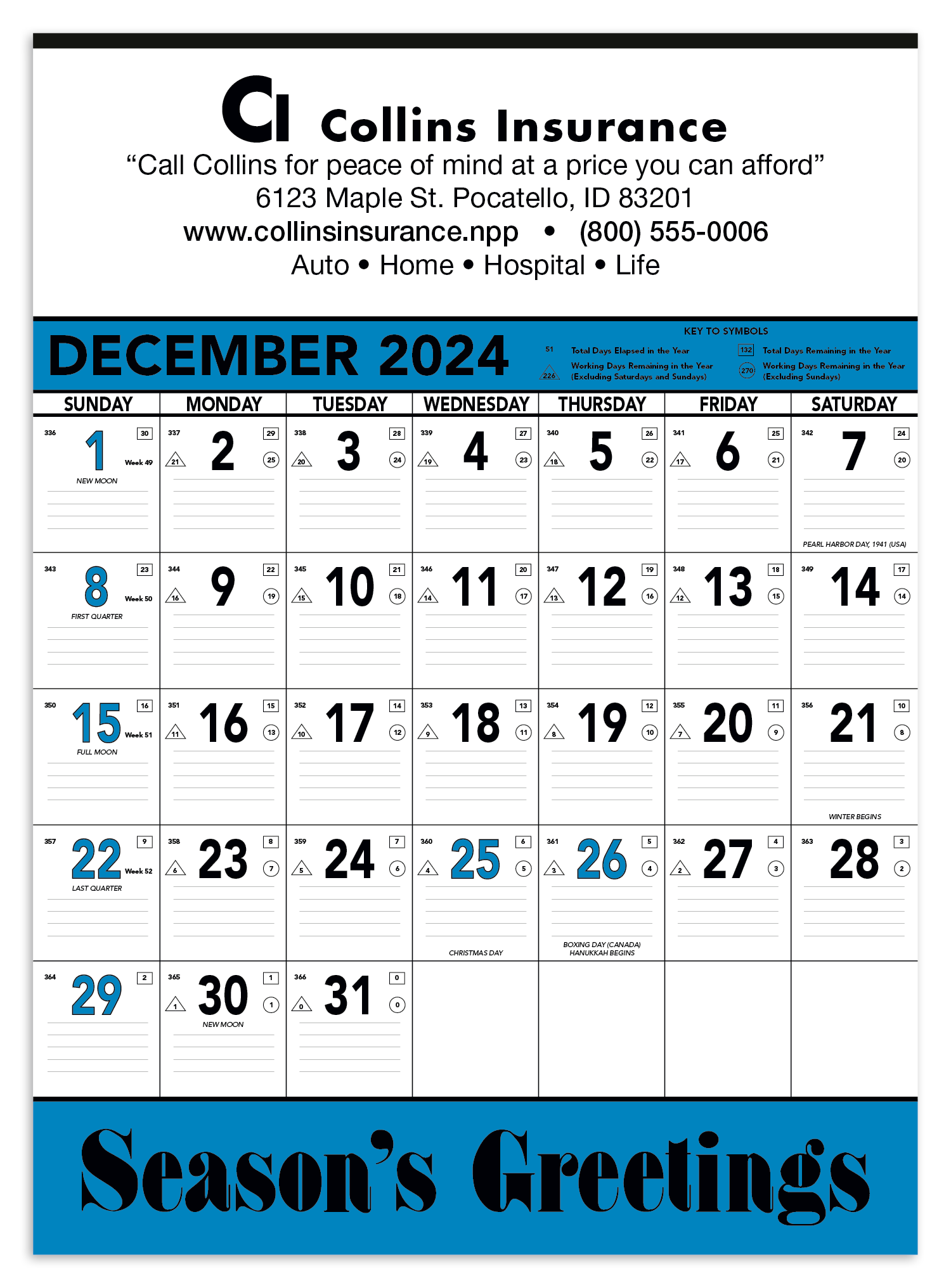 Triumph® Calendars Blue & Black Contractor Memo Calendar 9