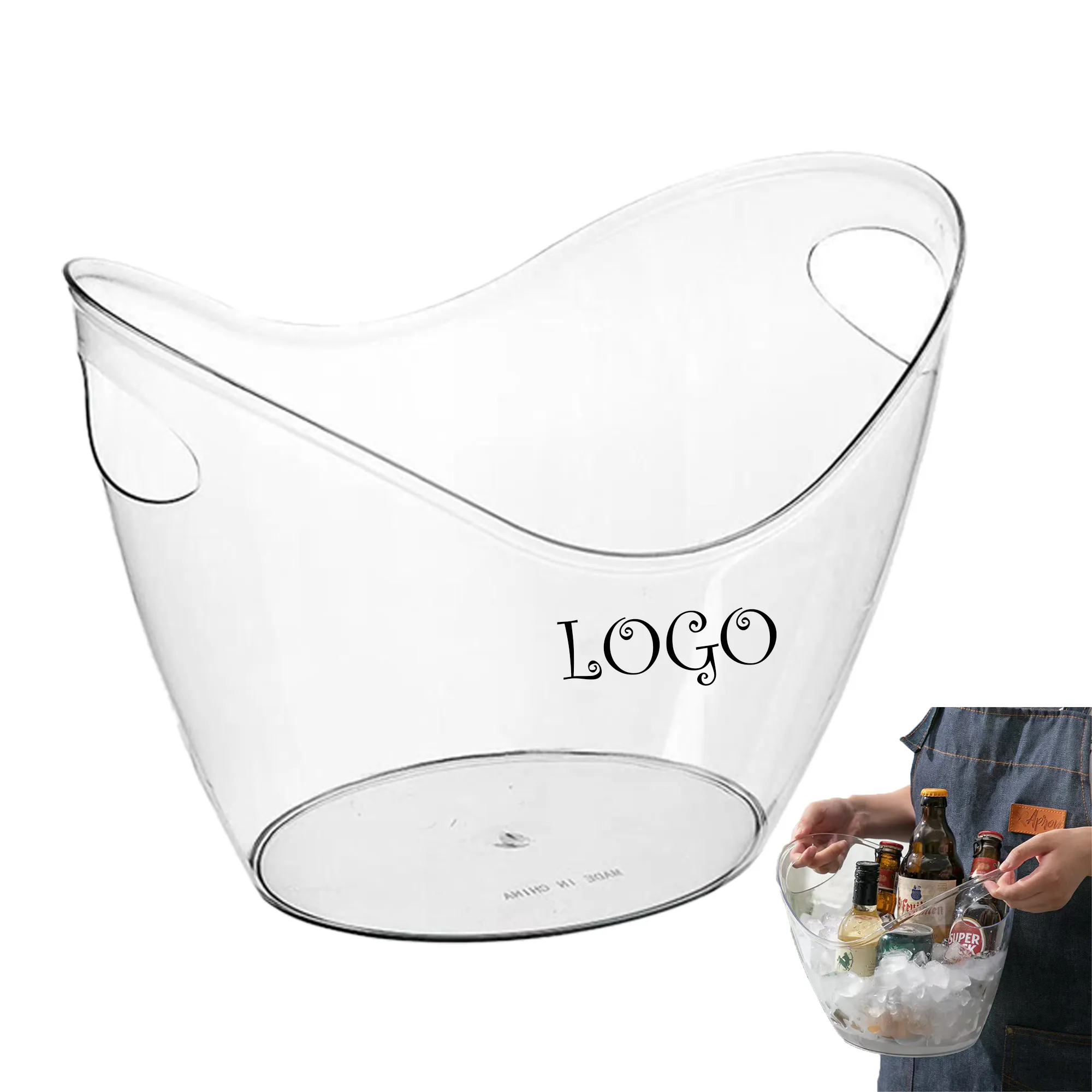 MOQ 20 Acrylic Ice Bucket 4L for Drinks & Storage 1