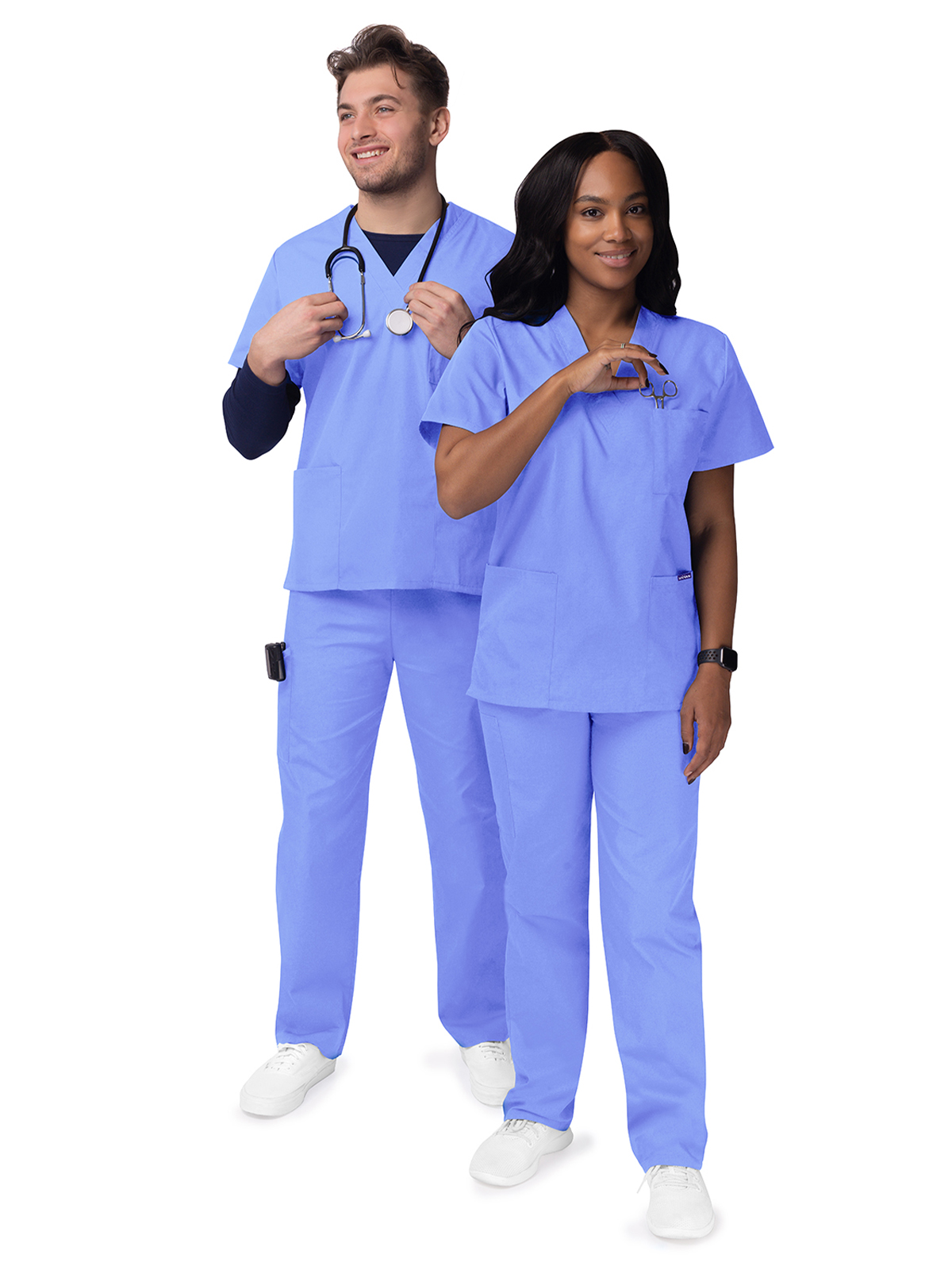 Adar - Sivvan - Unisex V-Neck Top Drawstring Pant Scrub Set 4