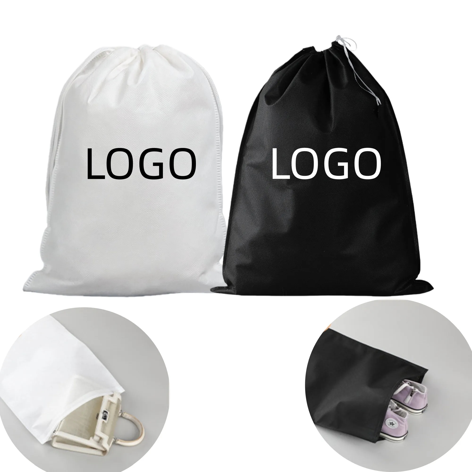 Non Woven Drawstring Anti Dust Shoe Bag Package For Clothes