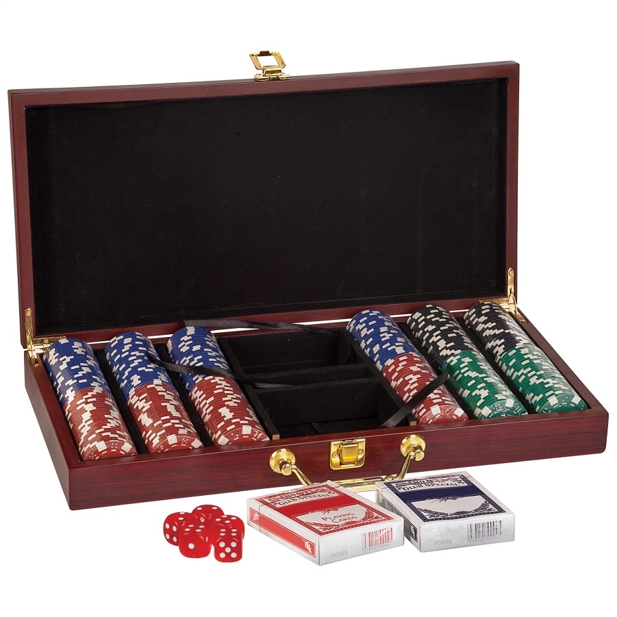 Rosewood Finish 300 Chip Poker Set 1