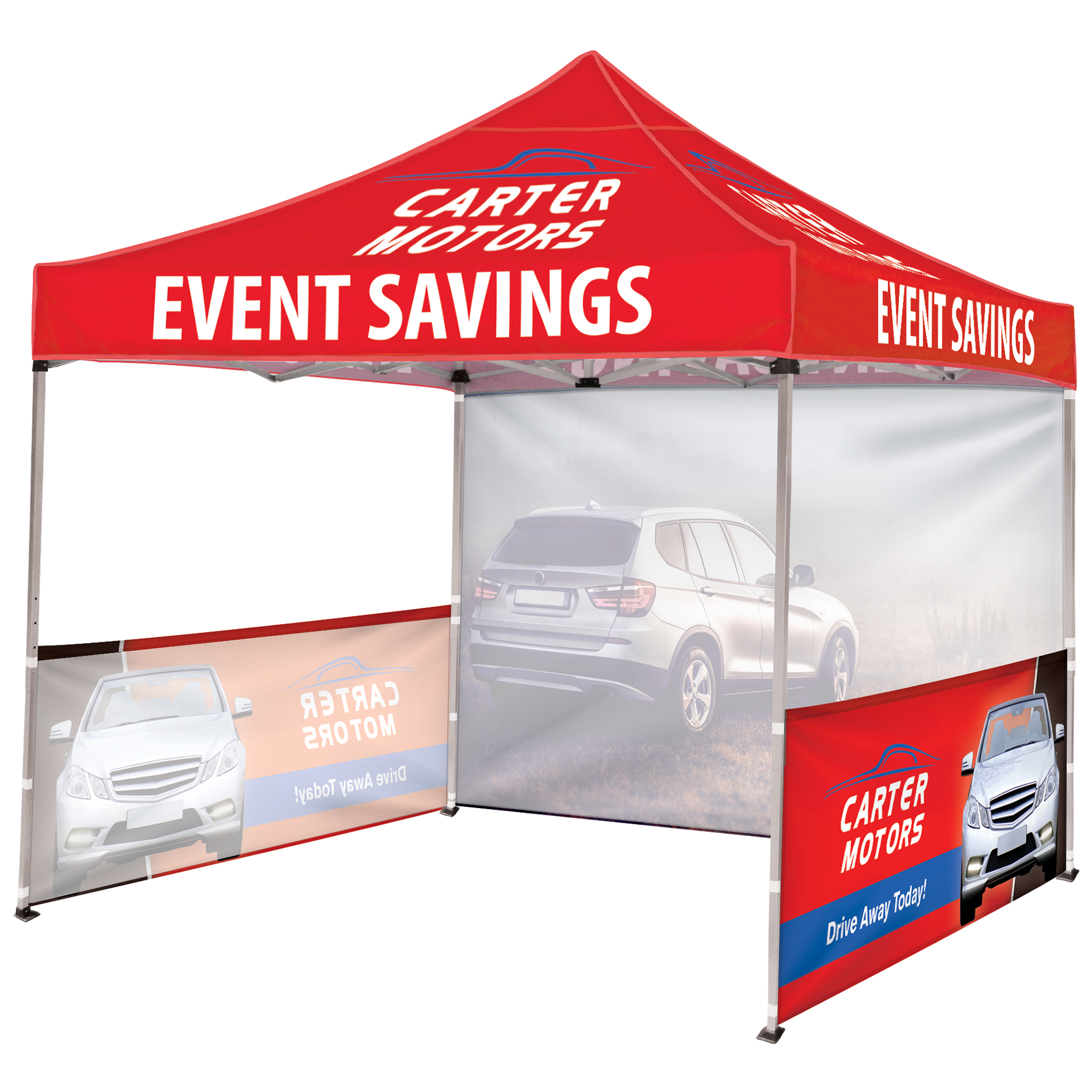 10' Square Canopy Tent W/One Full Wall and Two Half Walls 19
